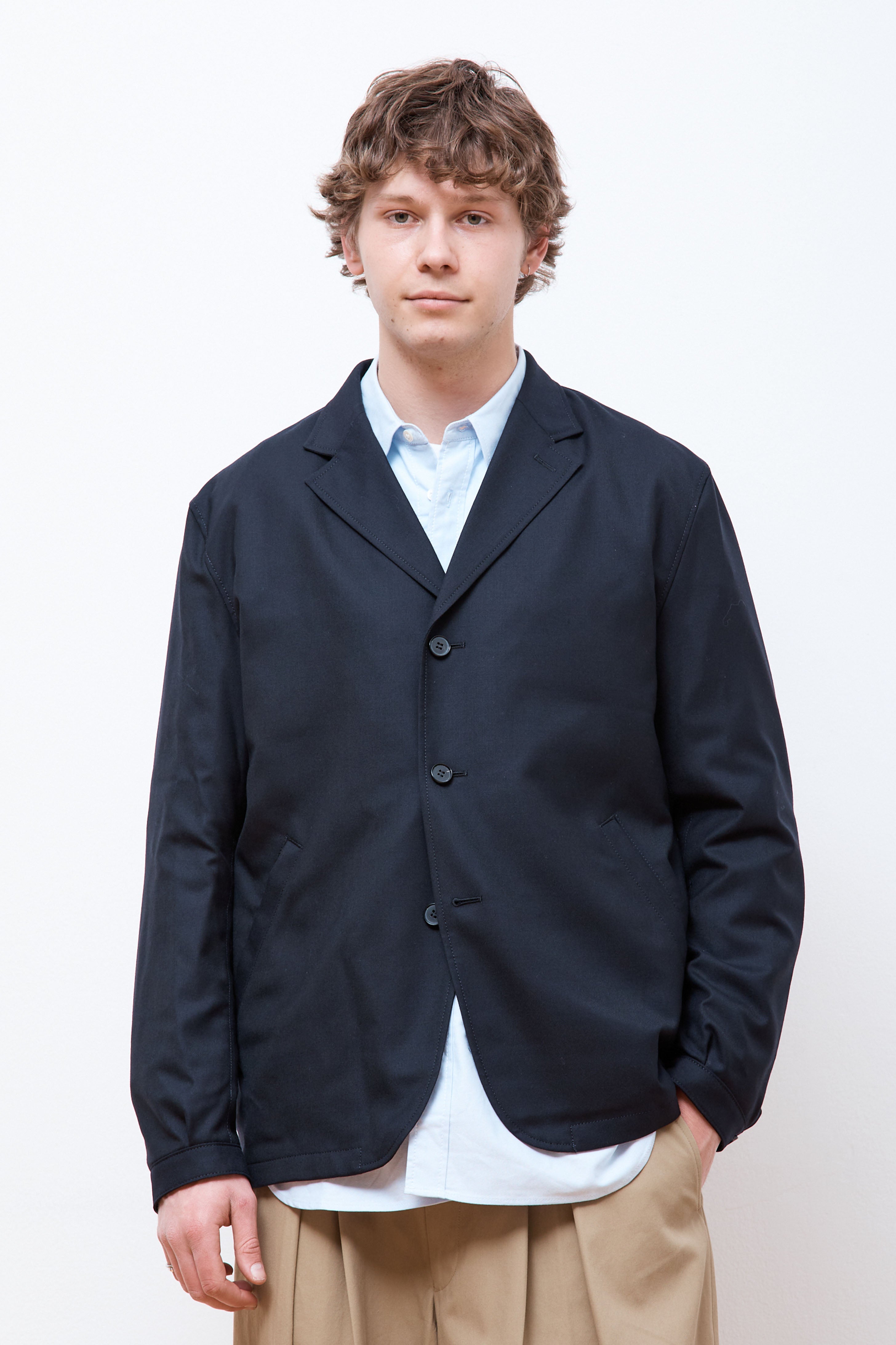 Wool Gabardine Sports Jacket Navy