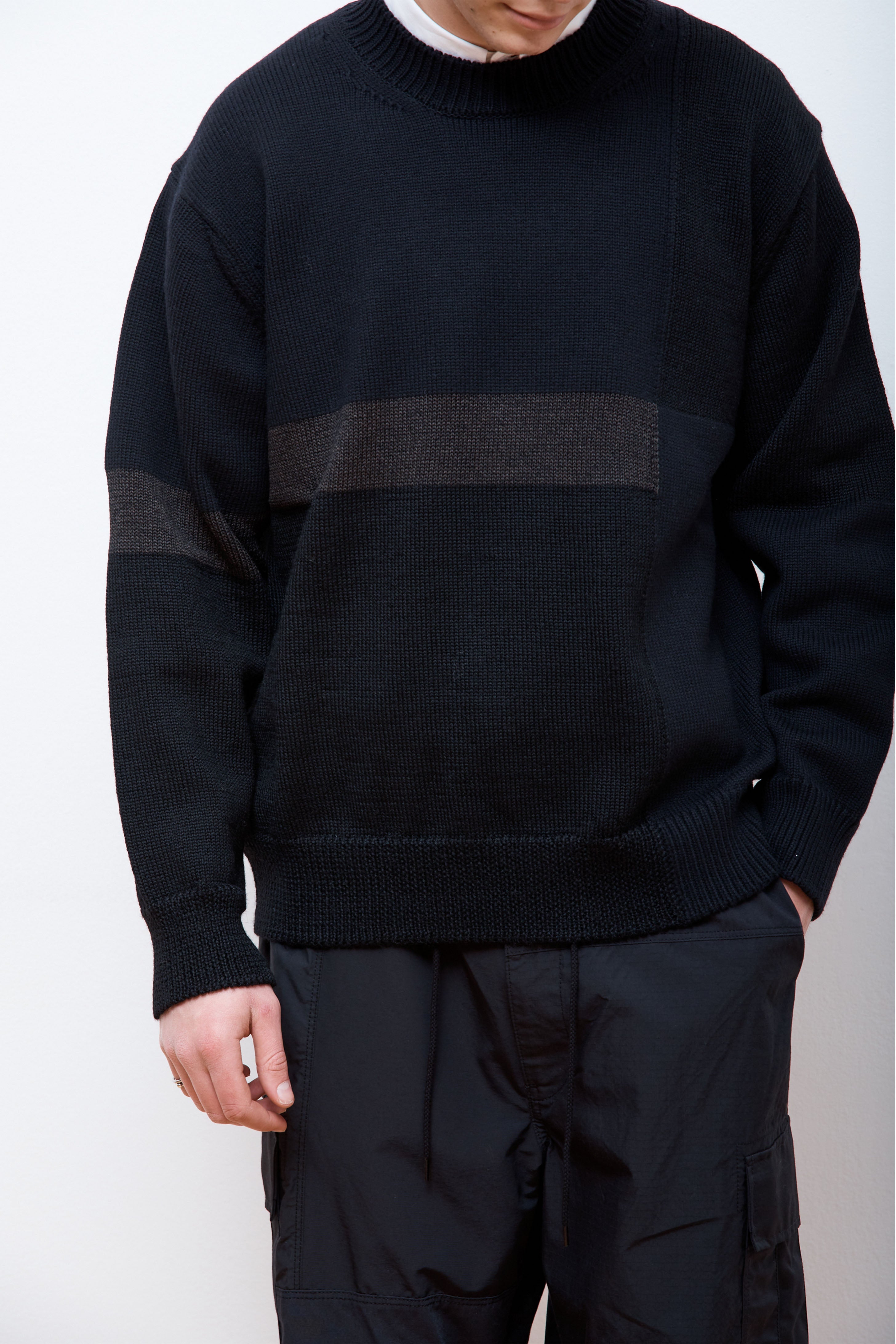 Patchwork Wool Sweater Black