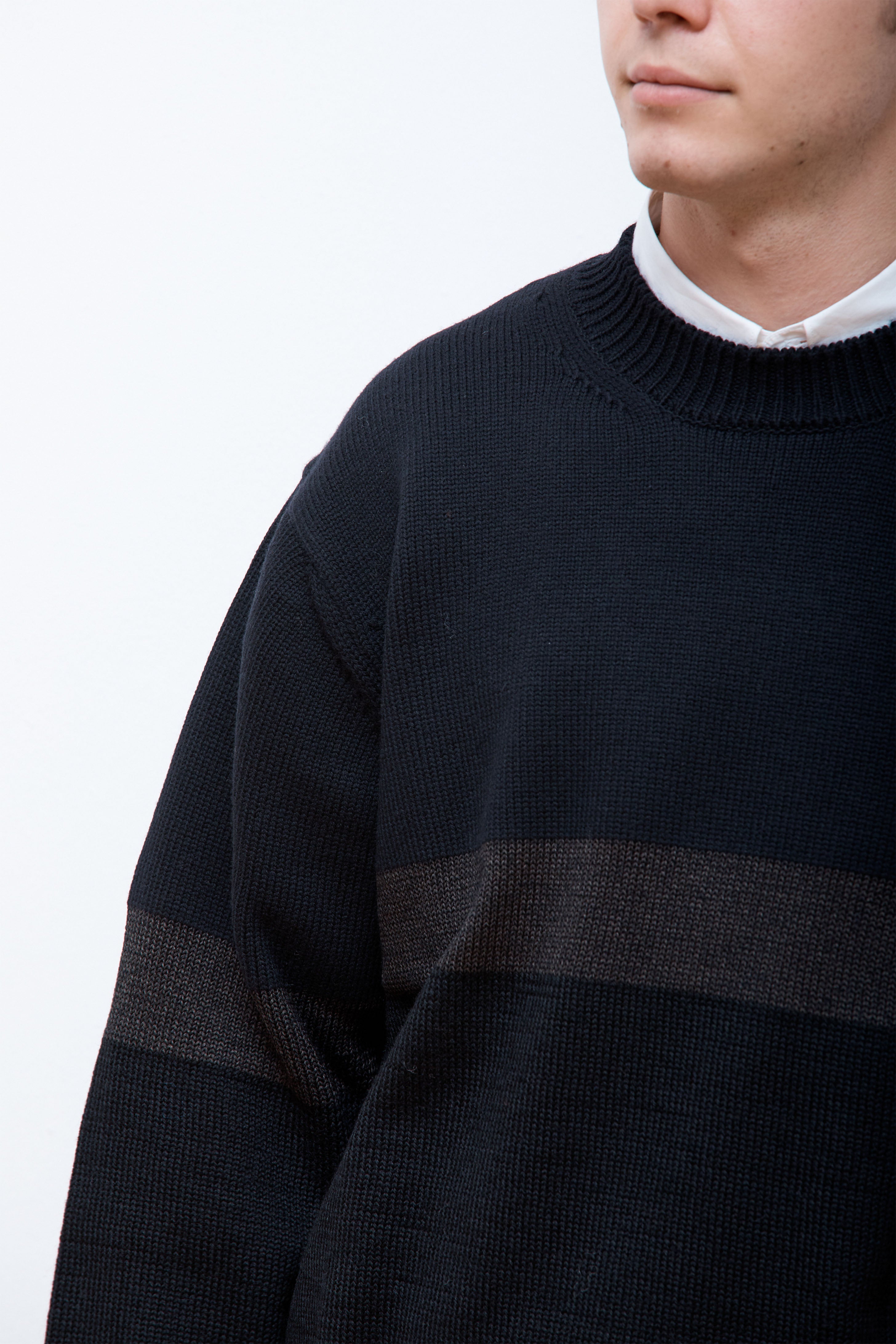 Patchwork Wool Sweater Black