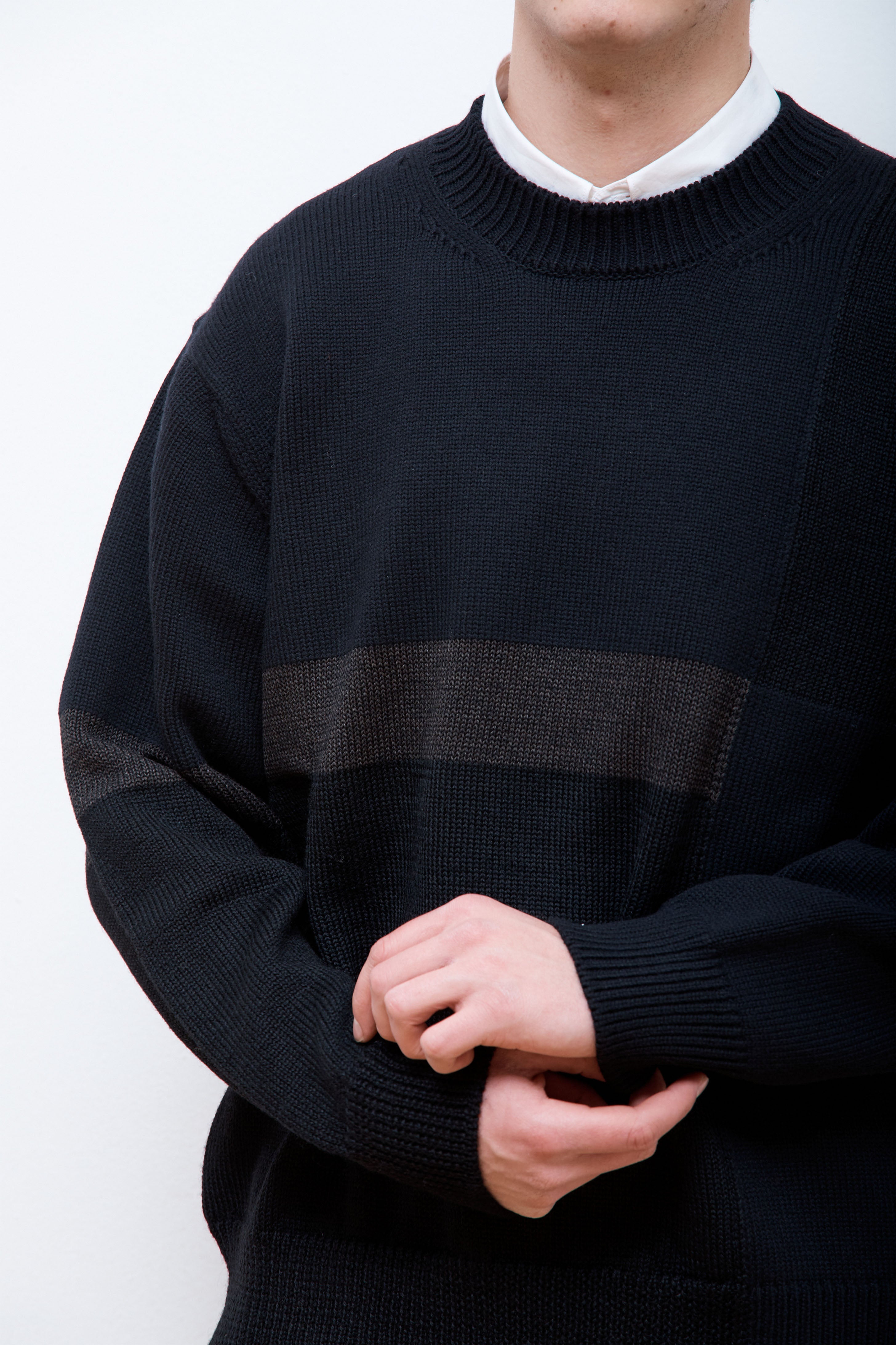 Patchwork Wool Sweater Black