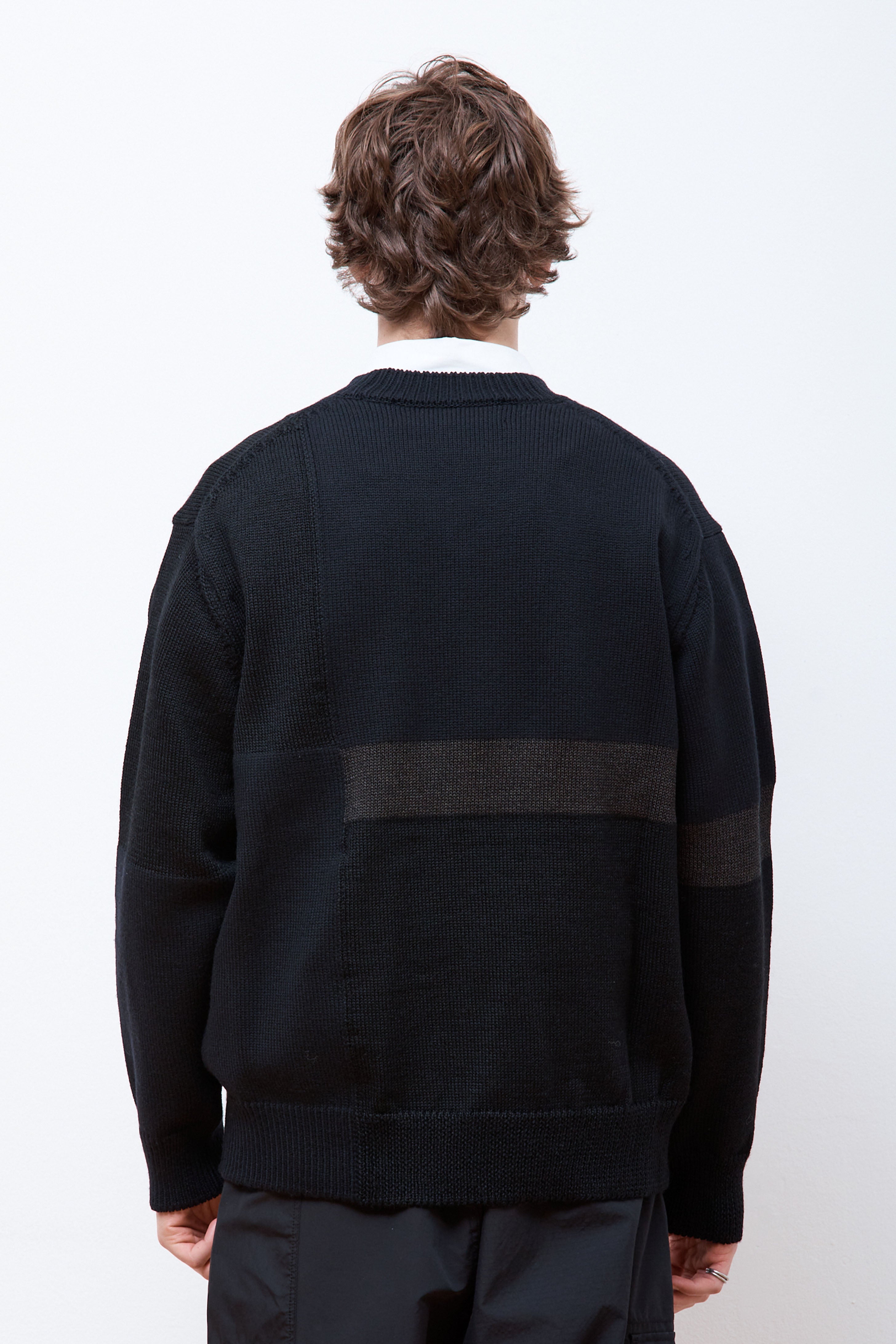 Patchwork Wool Sweater Black