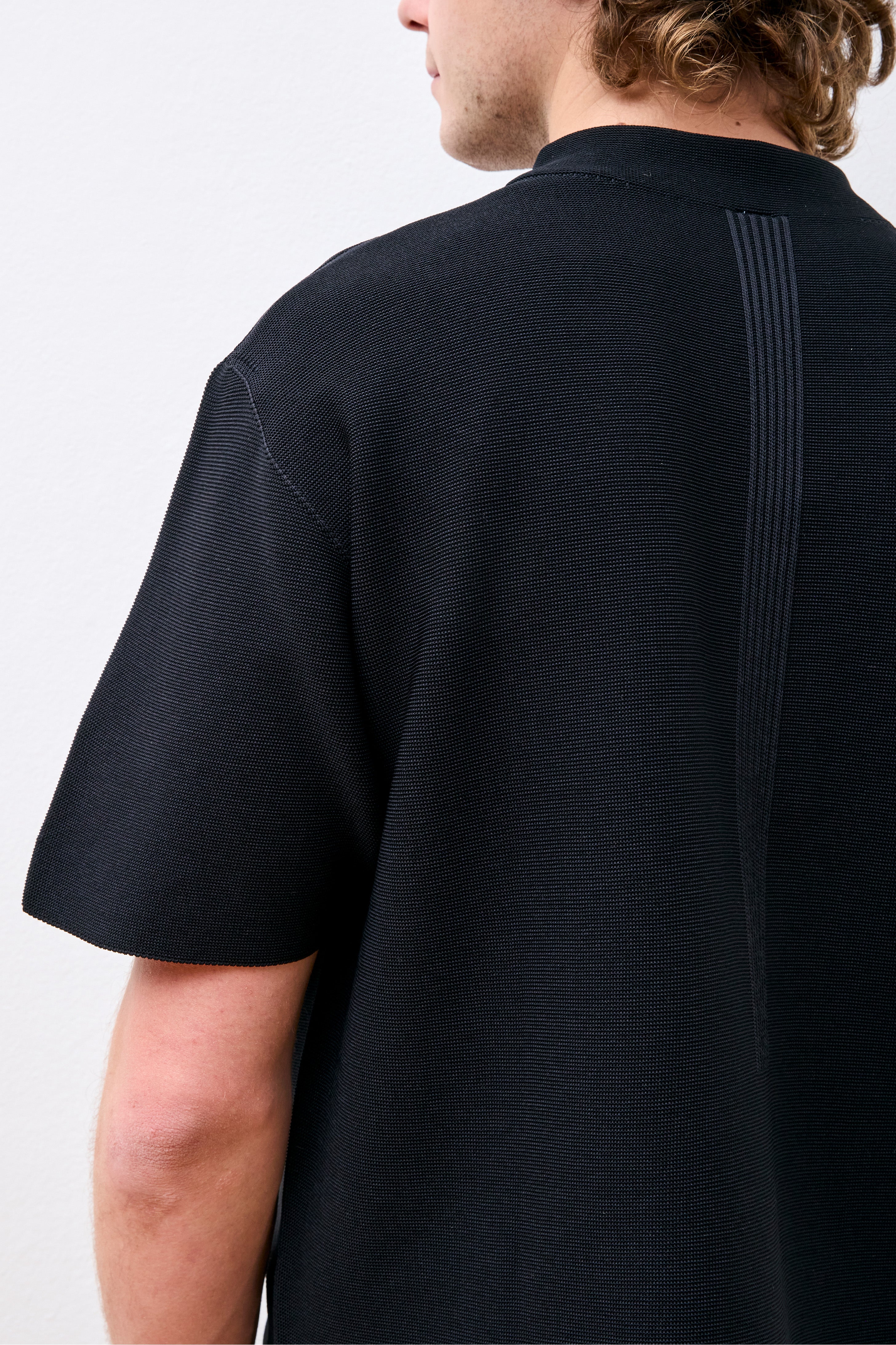 Garter Mockneck Short Sleeve Tee Shirt Black
