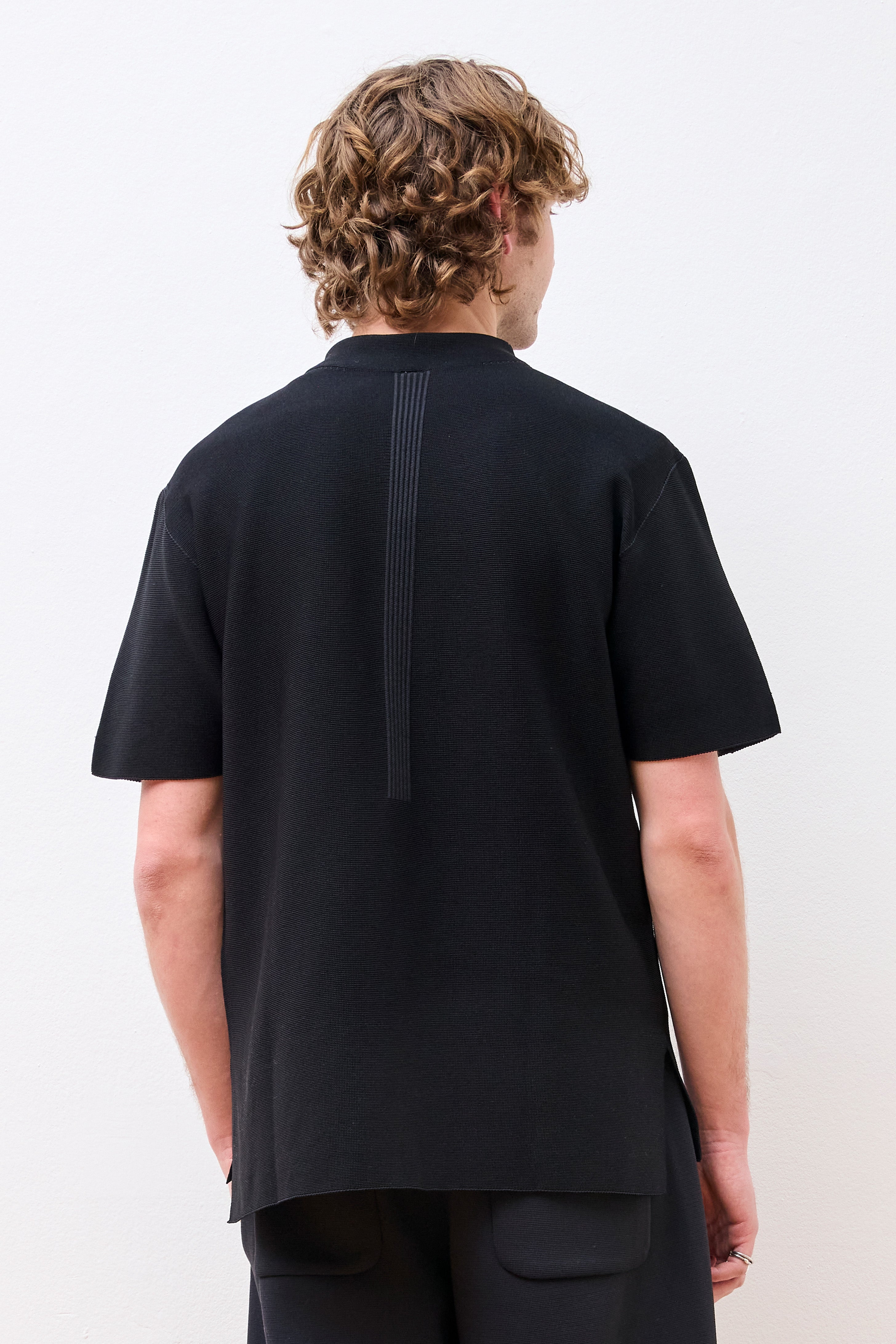 Garter Mockneck Short Sleeve Tee Shirt Black