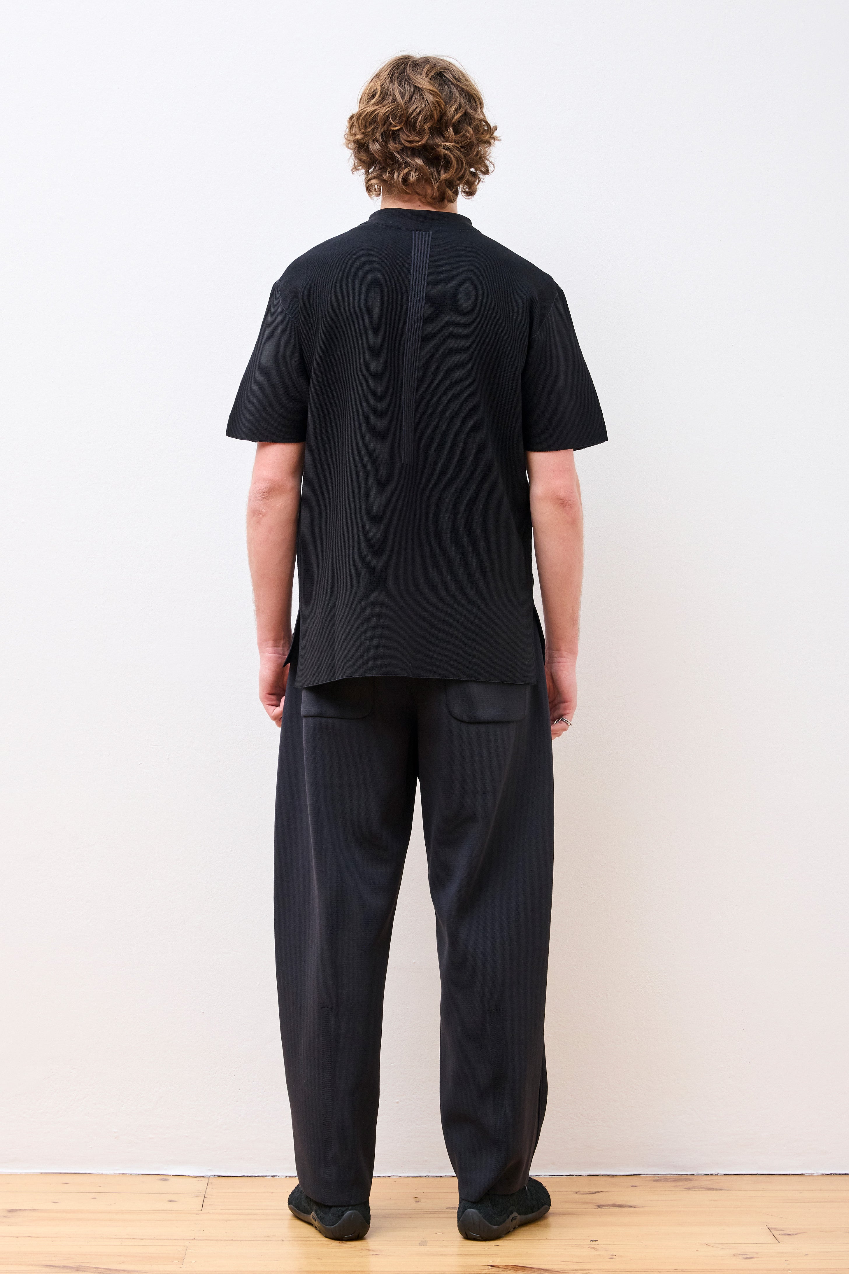Garter Mockneck Short Sleeve Tee Shirt Black