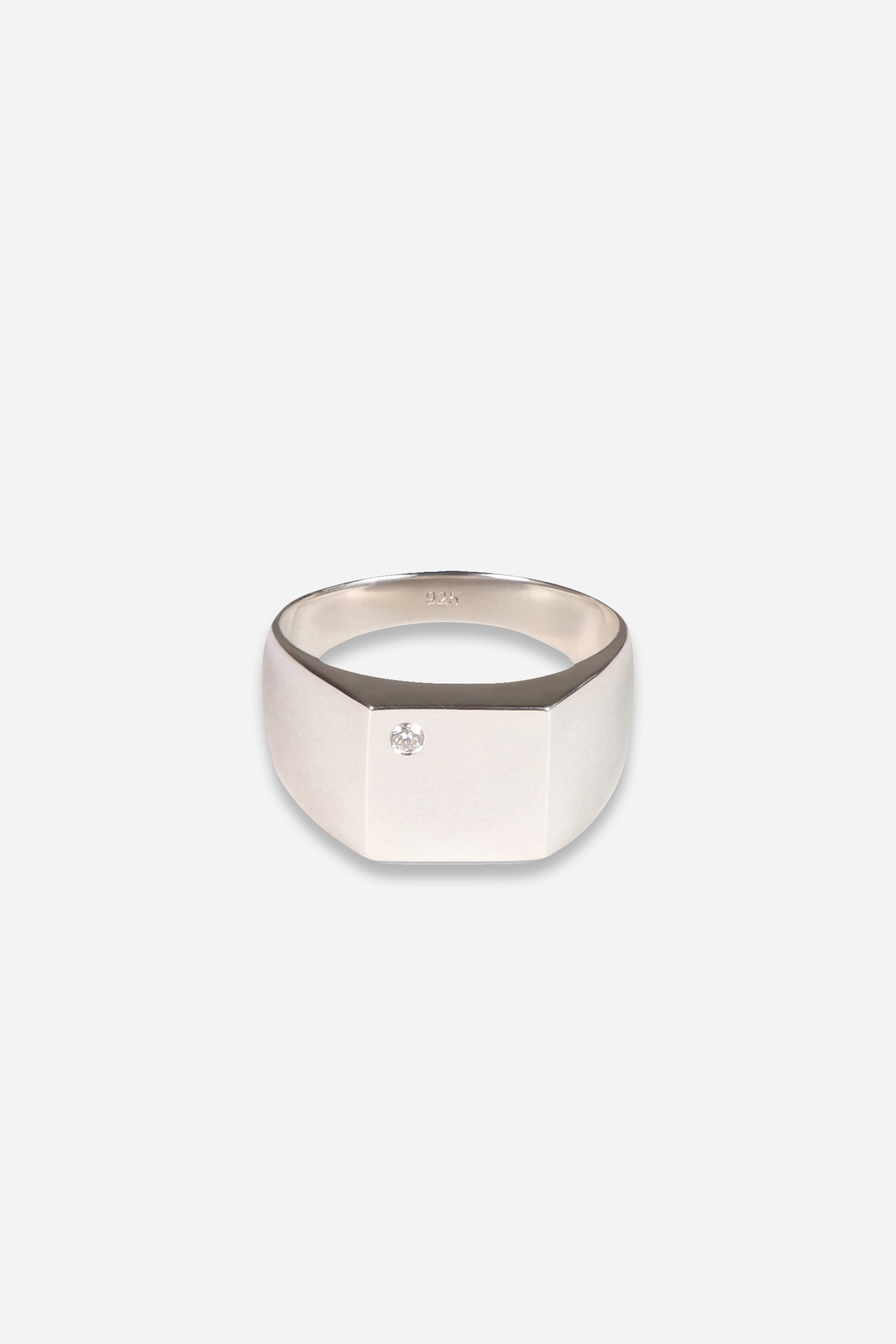 Diamond Signet Ring 925 Sterling Silver