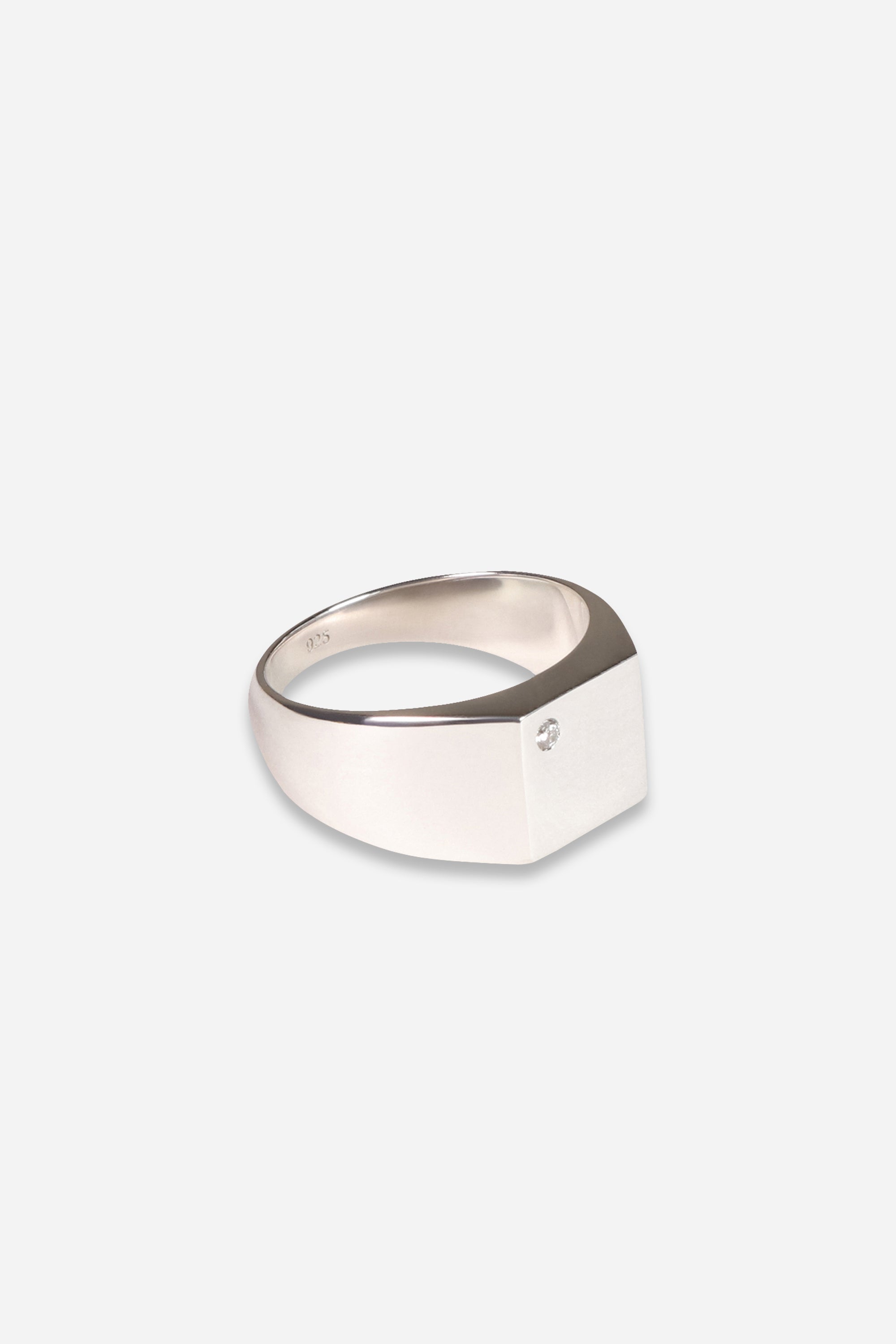 Diamond Signet Ring 925 Sterling Silver