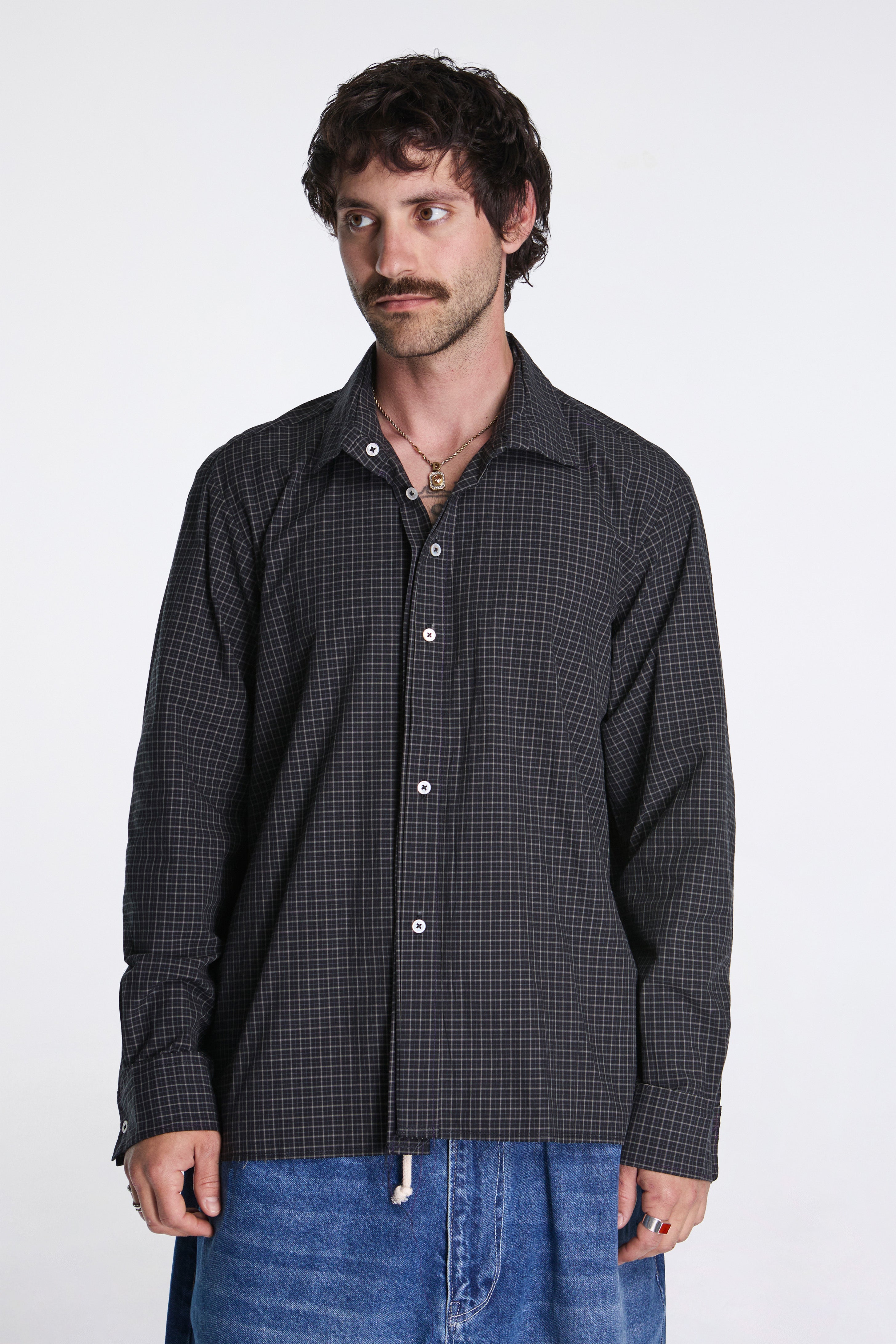 Folded Shirt Black Check