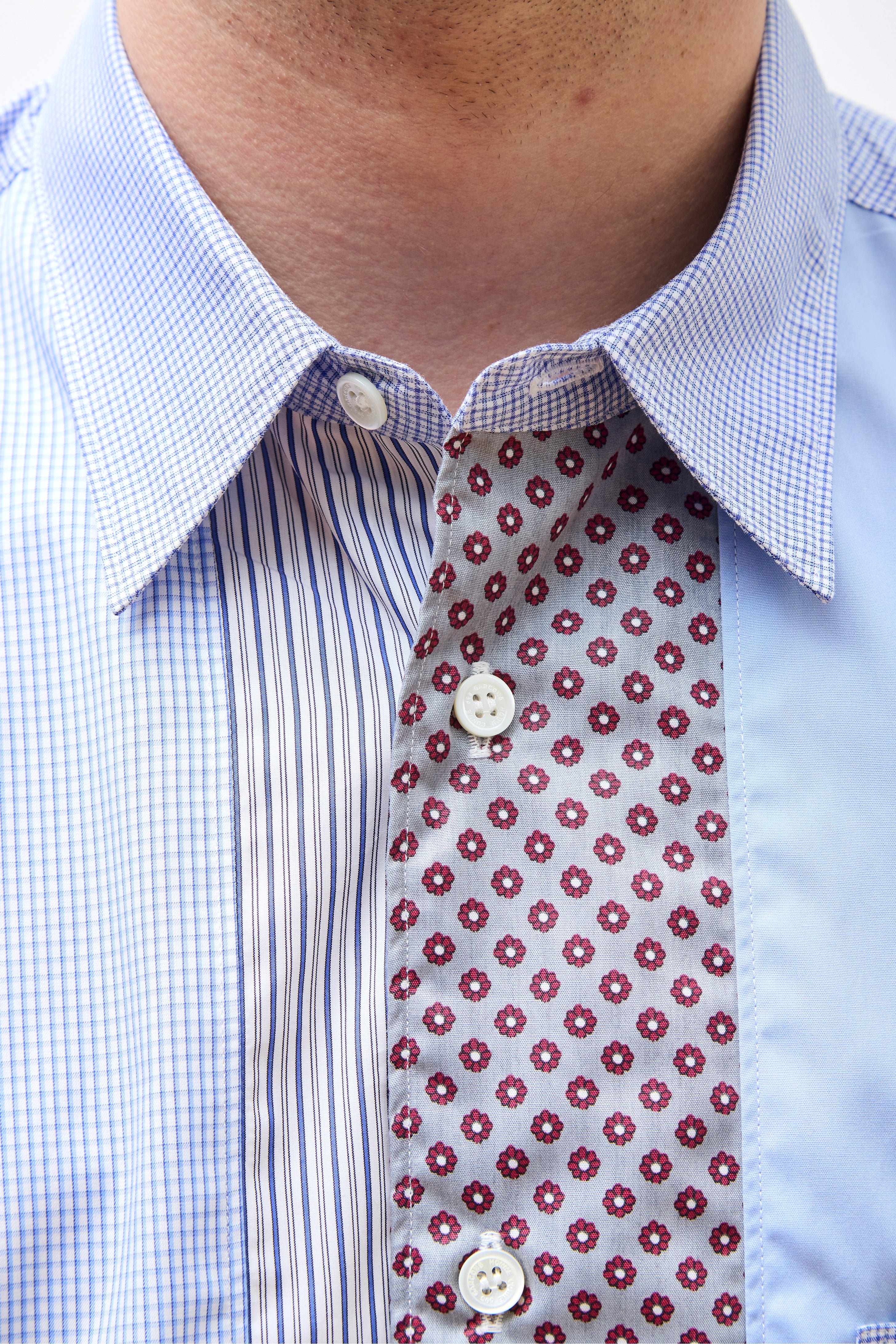 Cotton Check Multi SS Shirt White/Sax/Navy