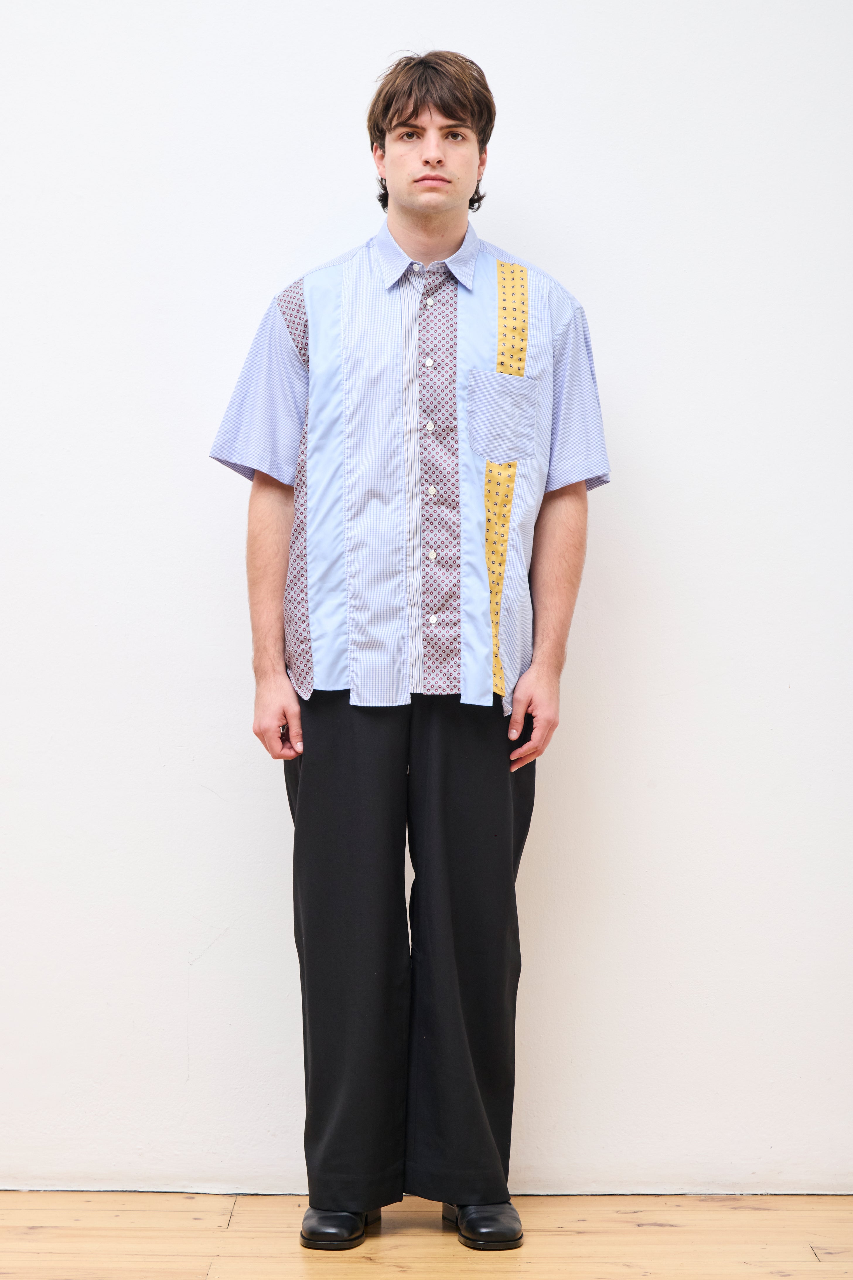 Cotton Check Multi SS Shirt White/Sax/Navy