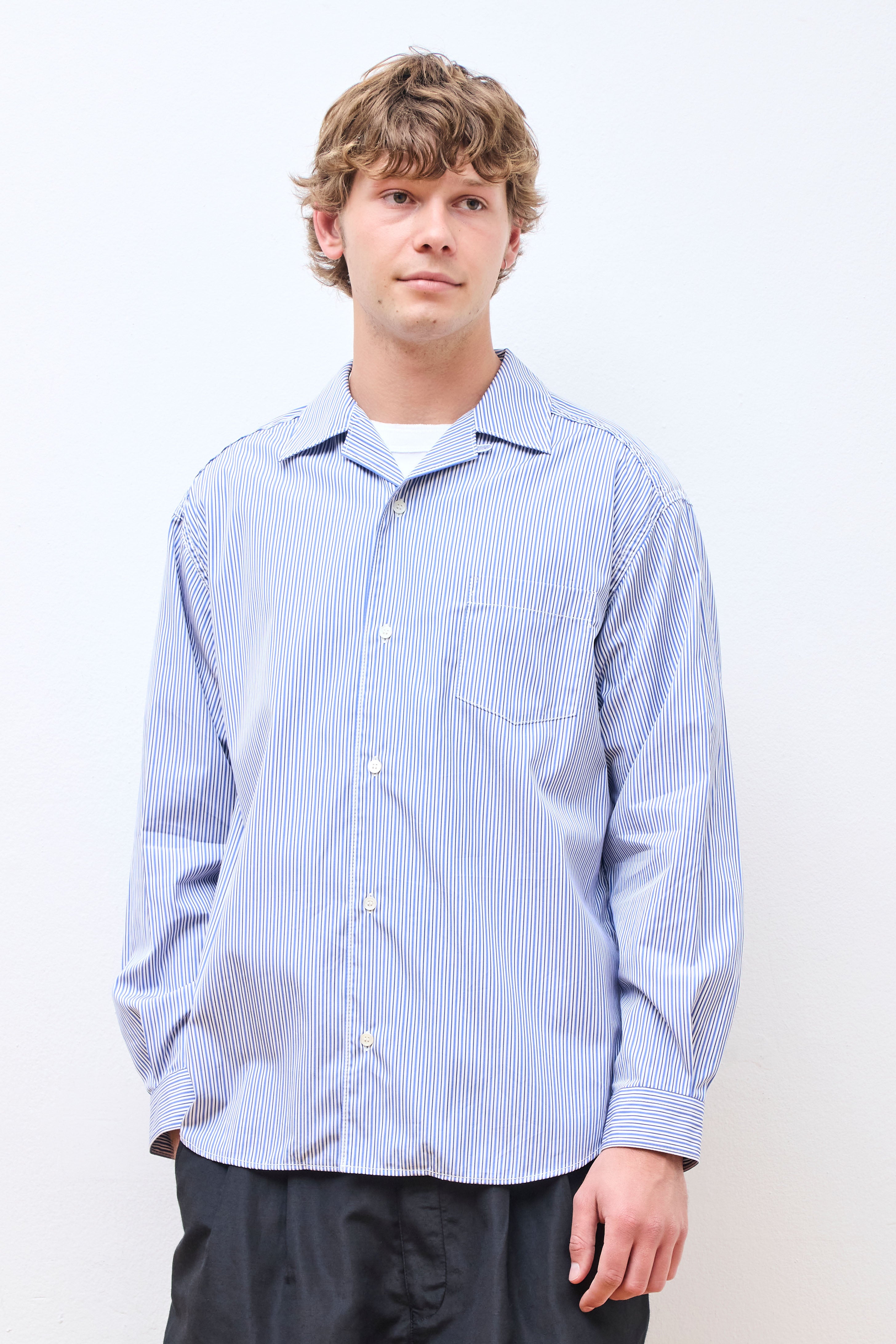 Cotton Striped Shirt Navy/Sax/White