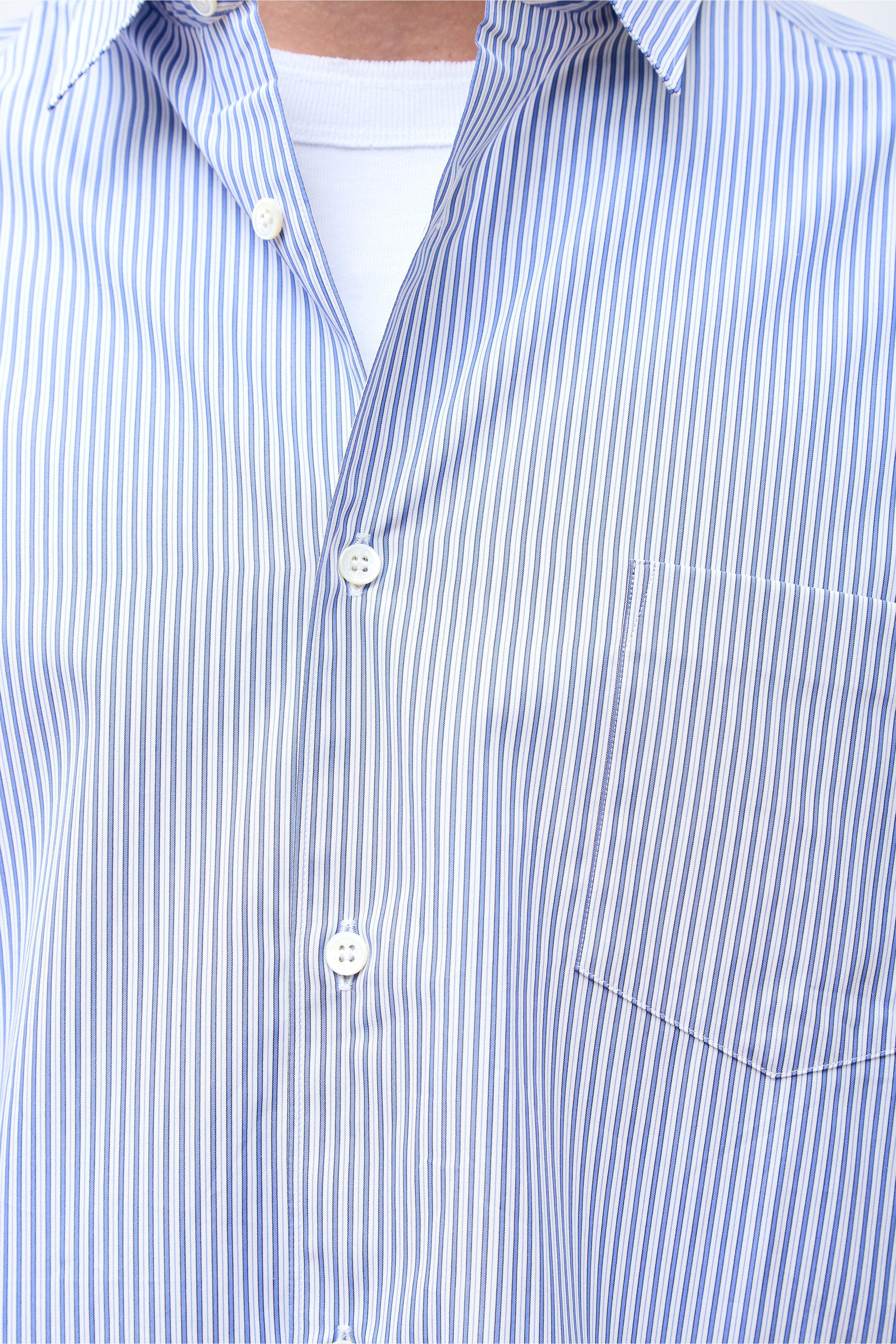 Striped Cotton Shirt White/Sax/Navy