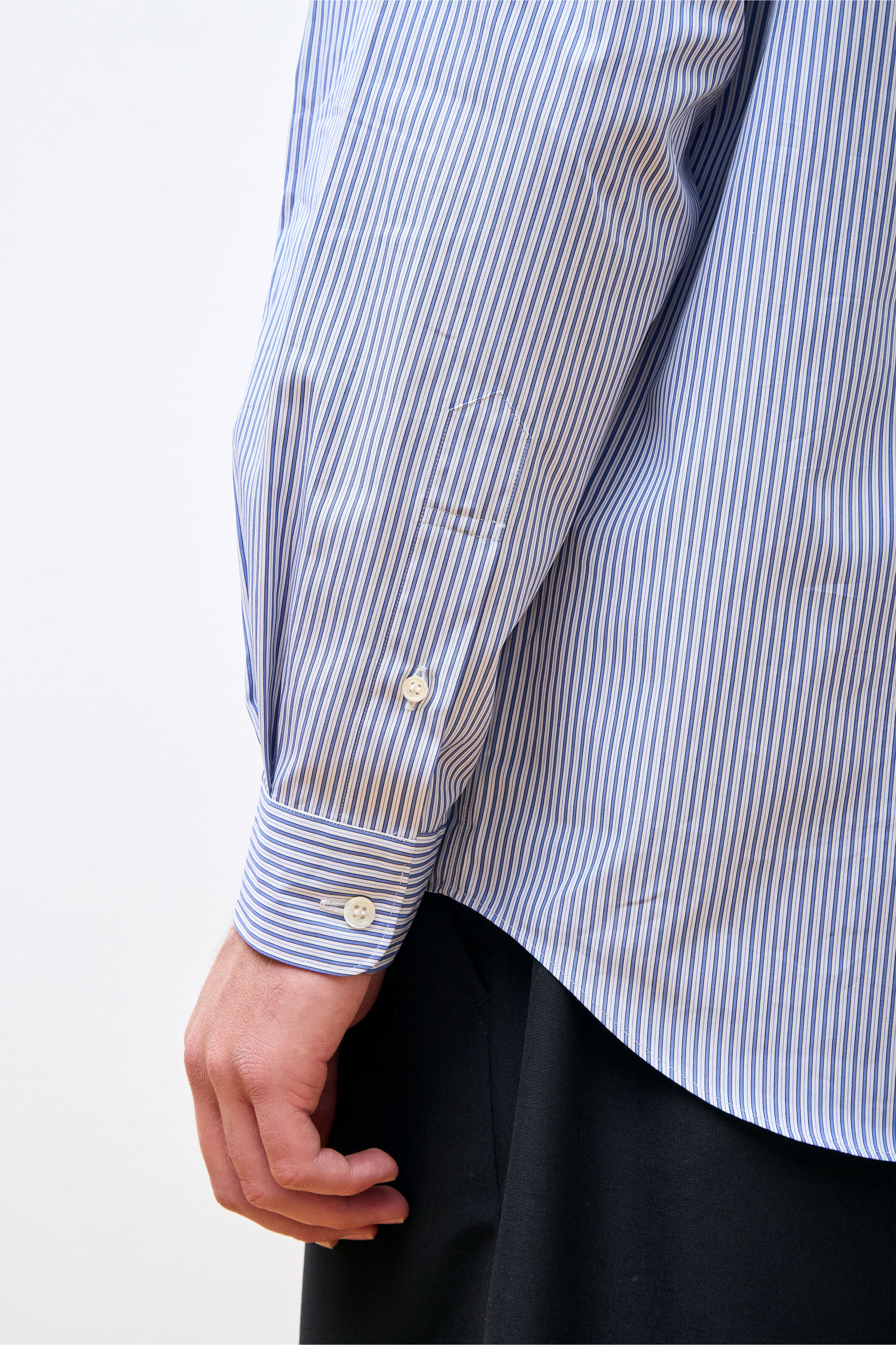 Striped Cotton Shirt White/Sax/Navy