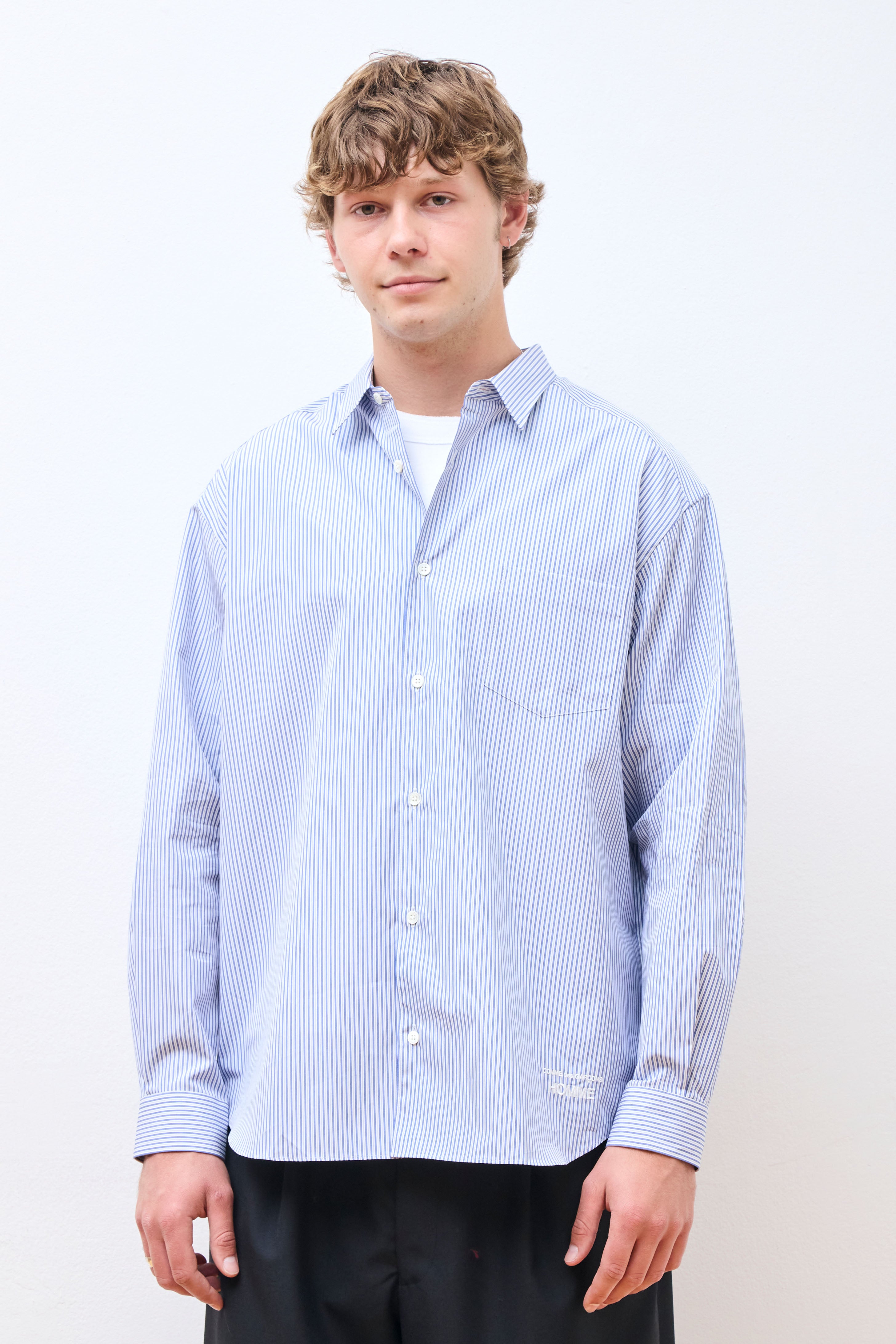 Striped Cotton Shirt White/Sax/Navy