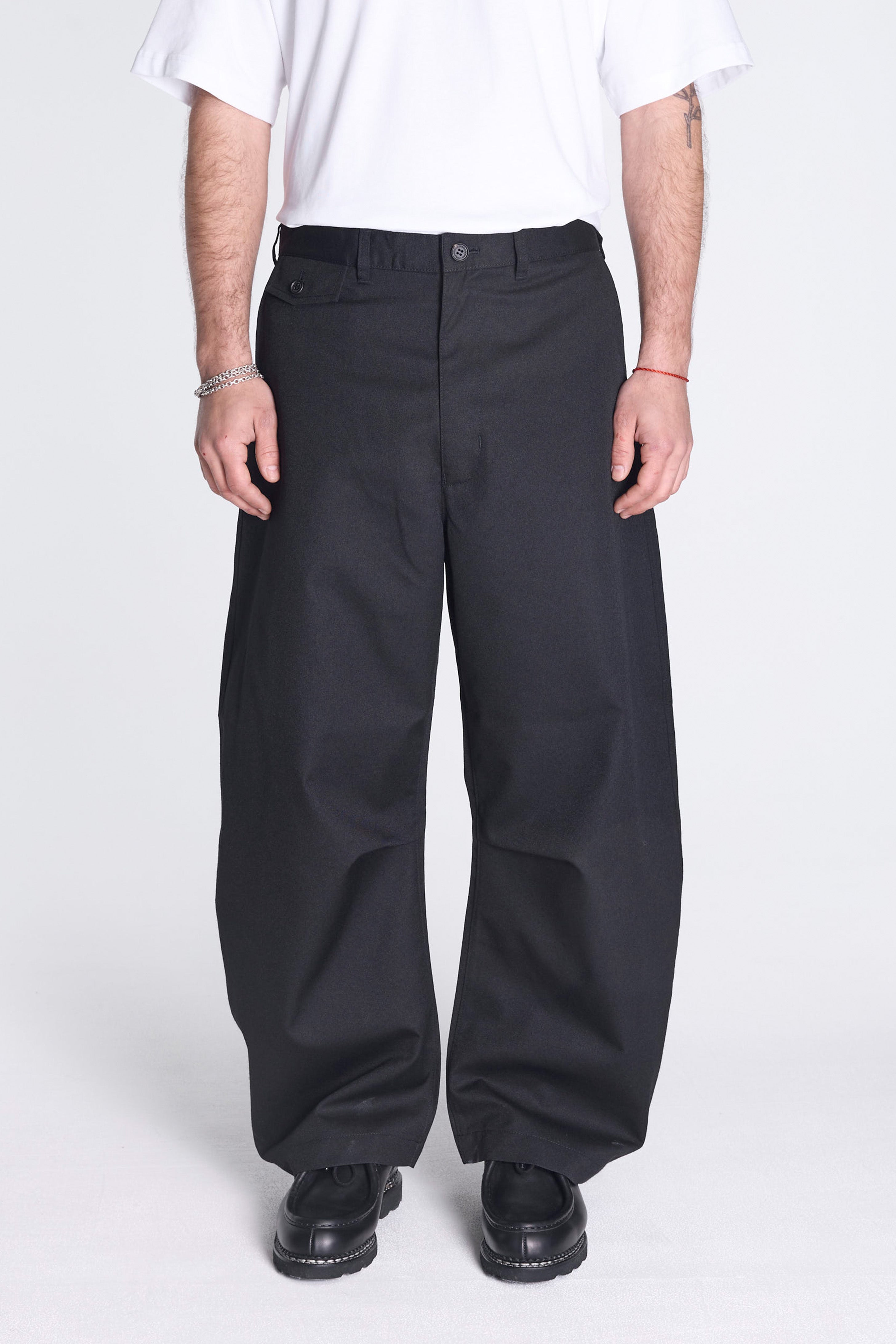 Barrel Leg Wool Pant Black