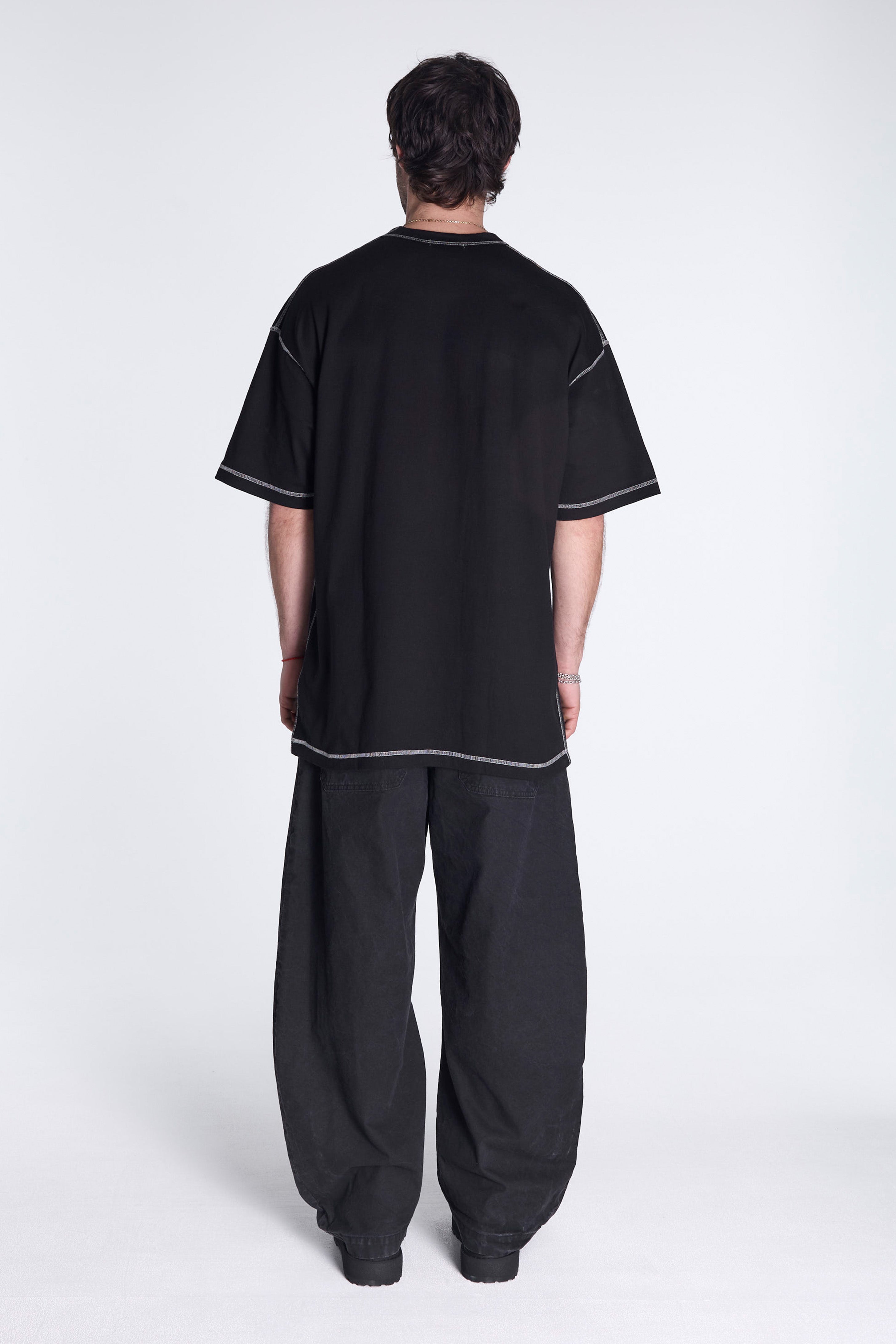 Contrast Stitch T-Shirt Black