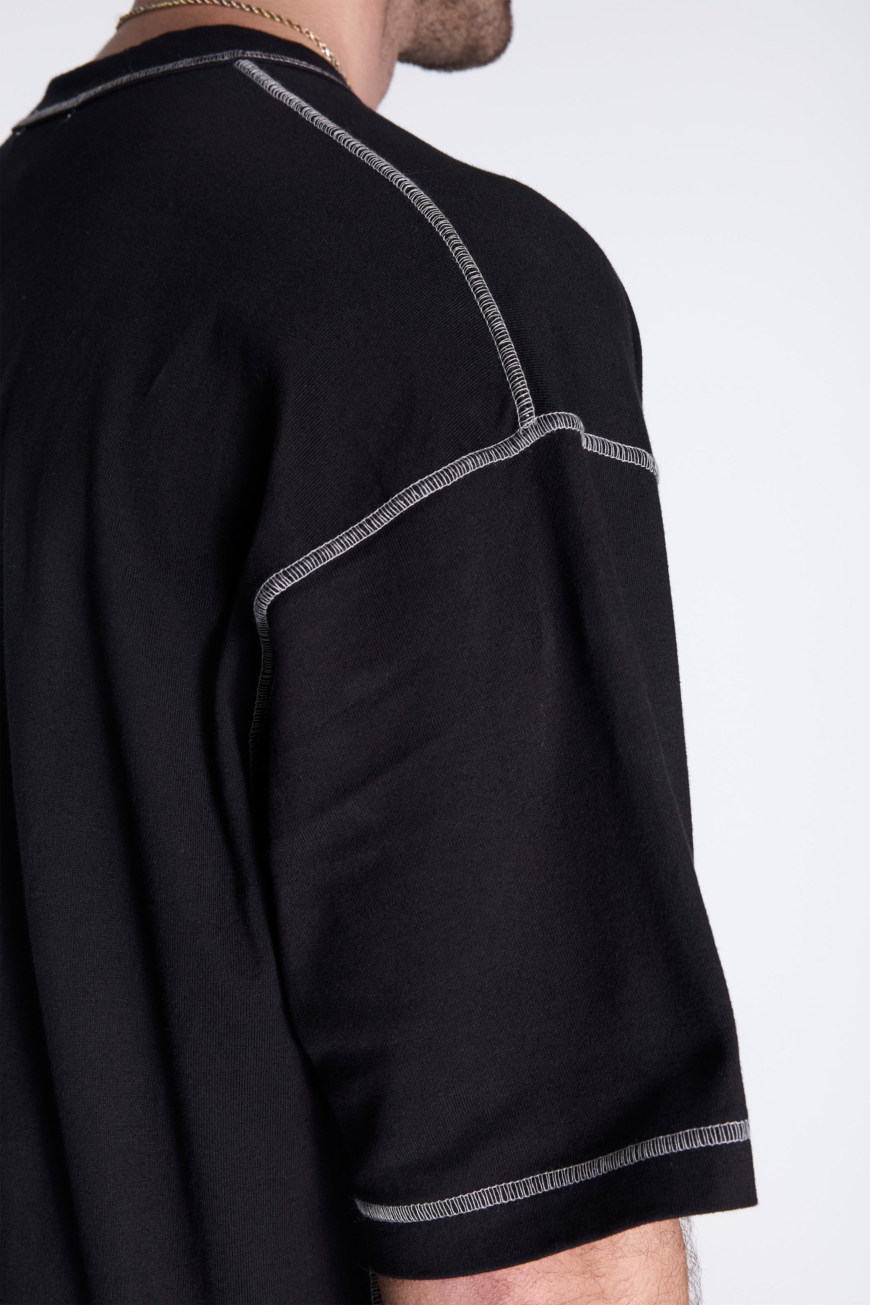 Contrast Stitch T-Shirt Black