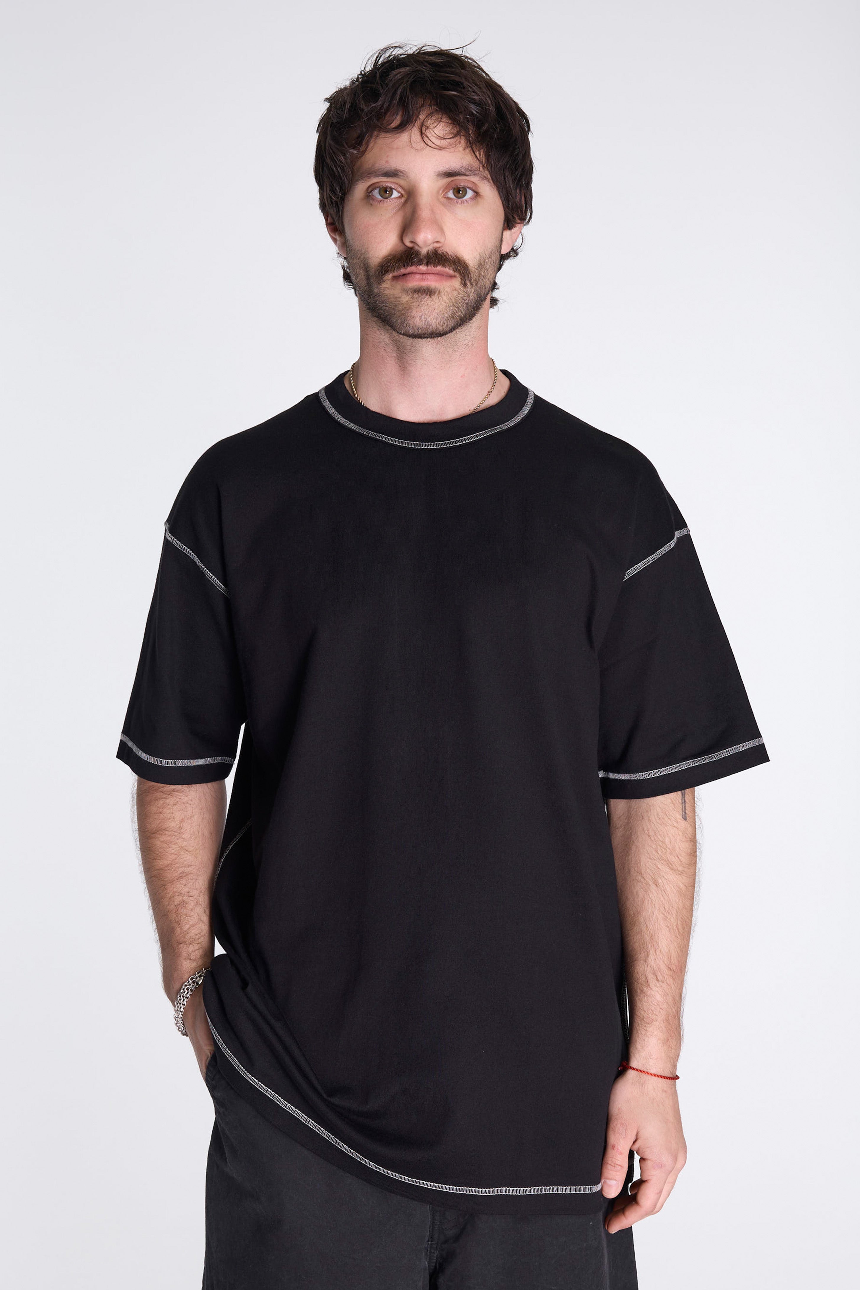 Contrast Stitch T-Shirt Black