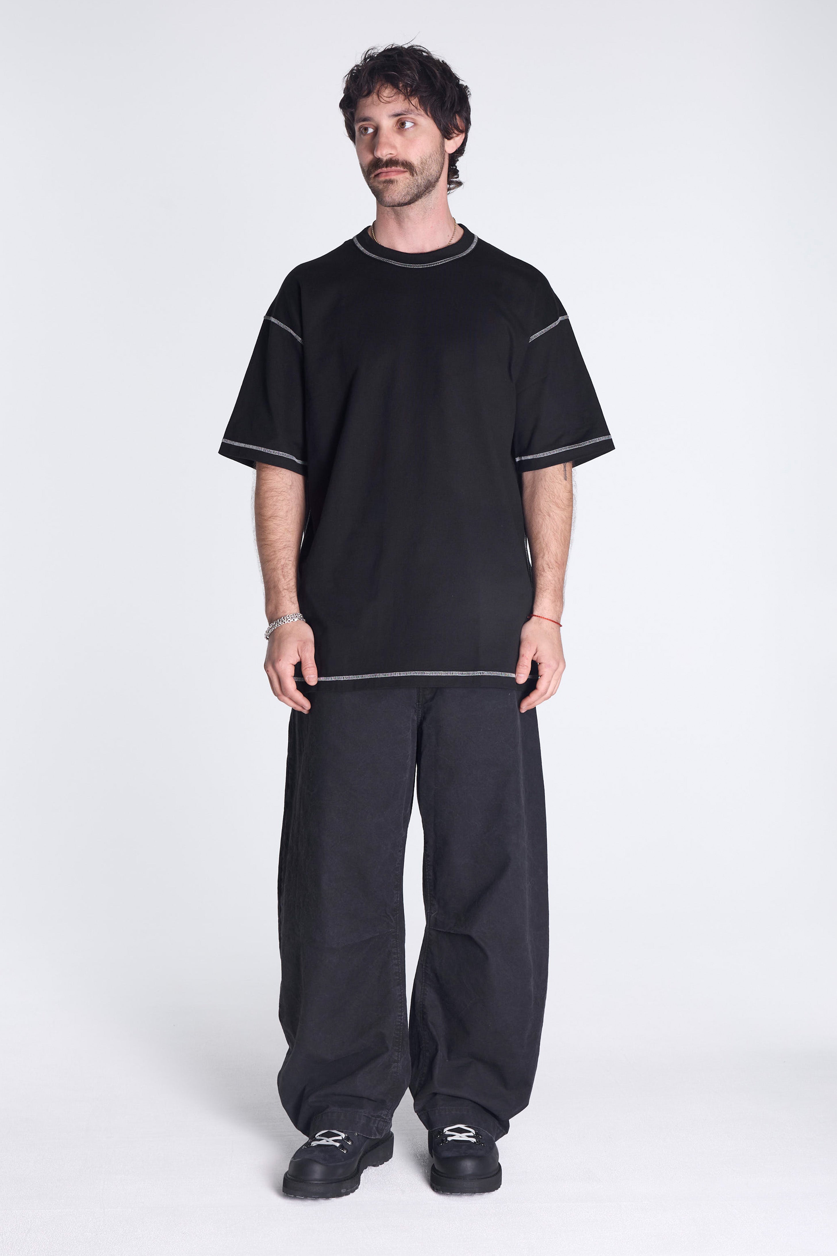 Contrast Stitch T-Shirt Black