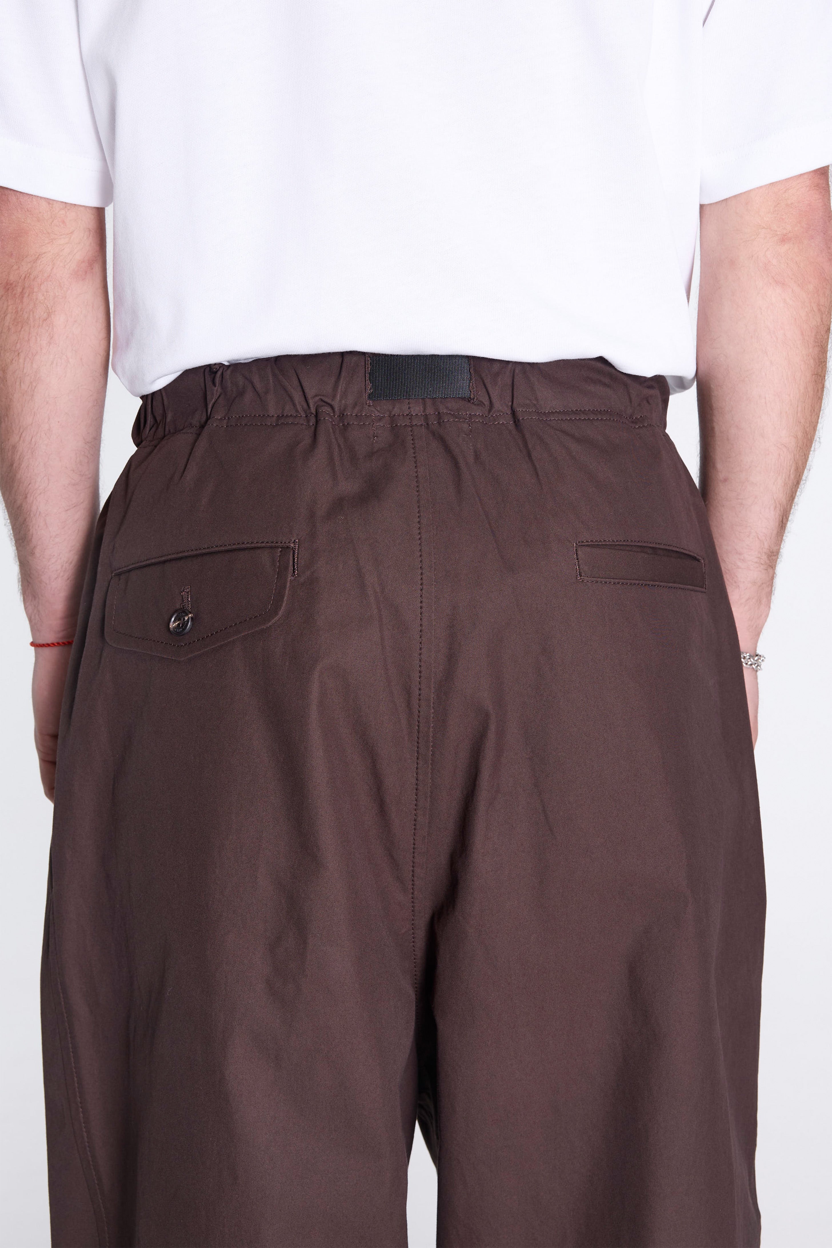 Cotton Twill Belted Pant Dark Brown