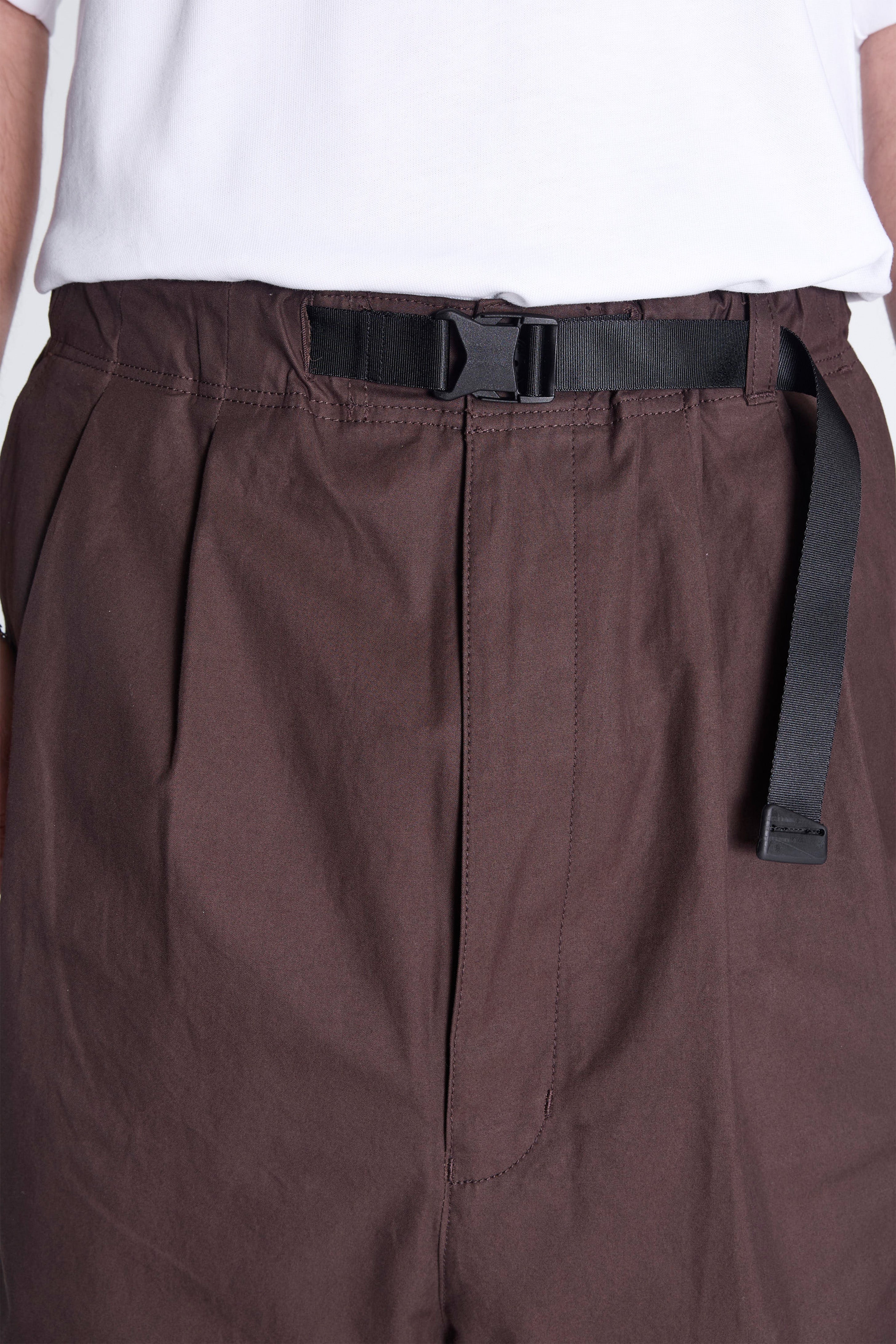 Cotton Twill Belted Pant Dark Brown