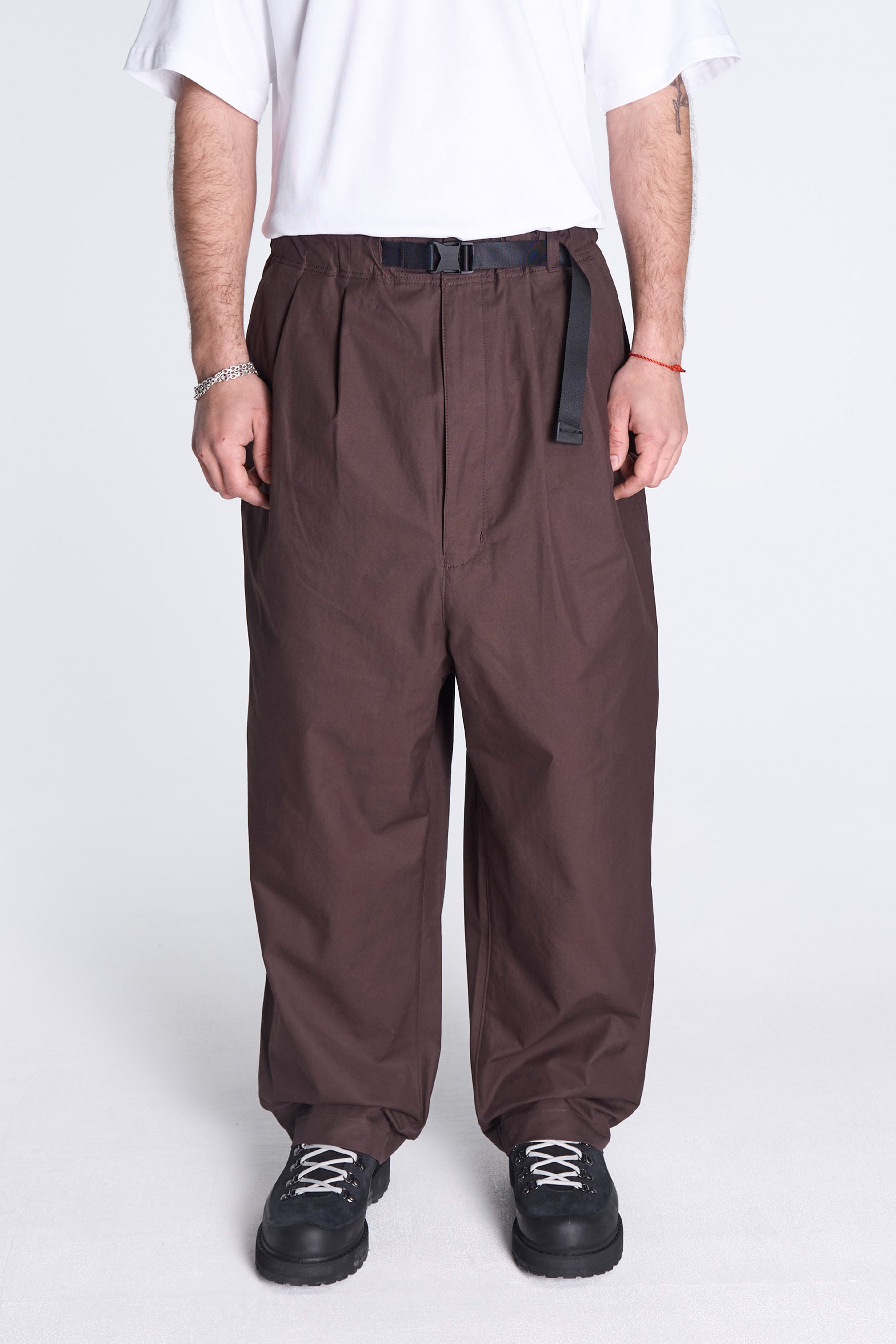 Cotton Twill Belted Pant Dark Brown