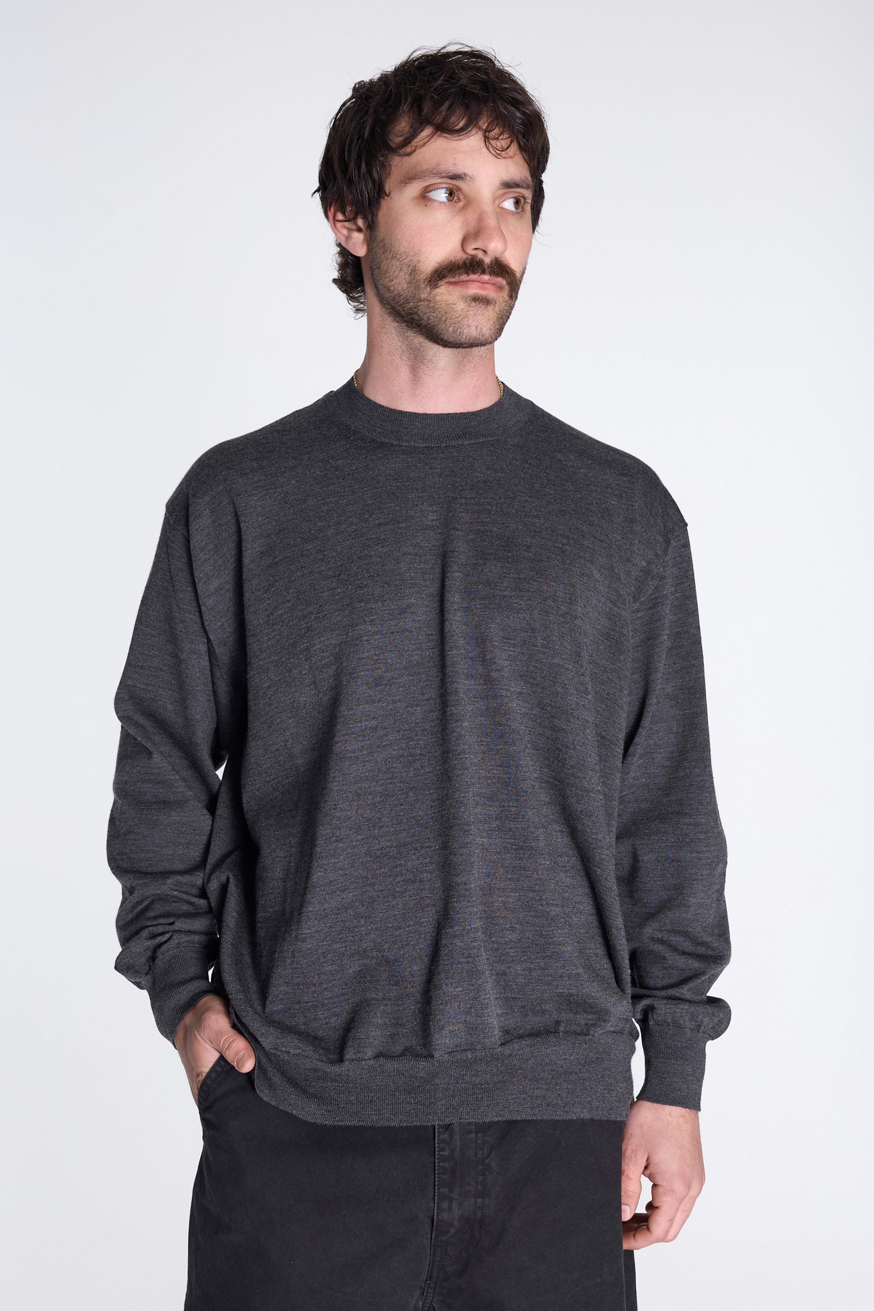 Round Neck Sweater Top Grey