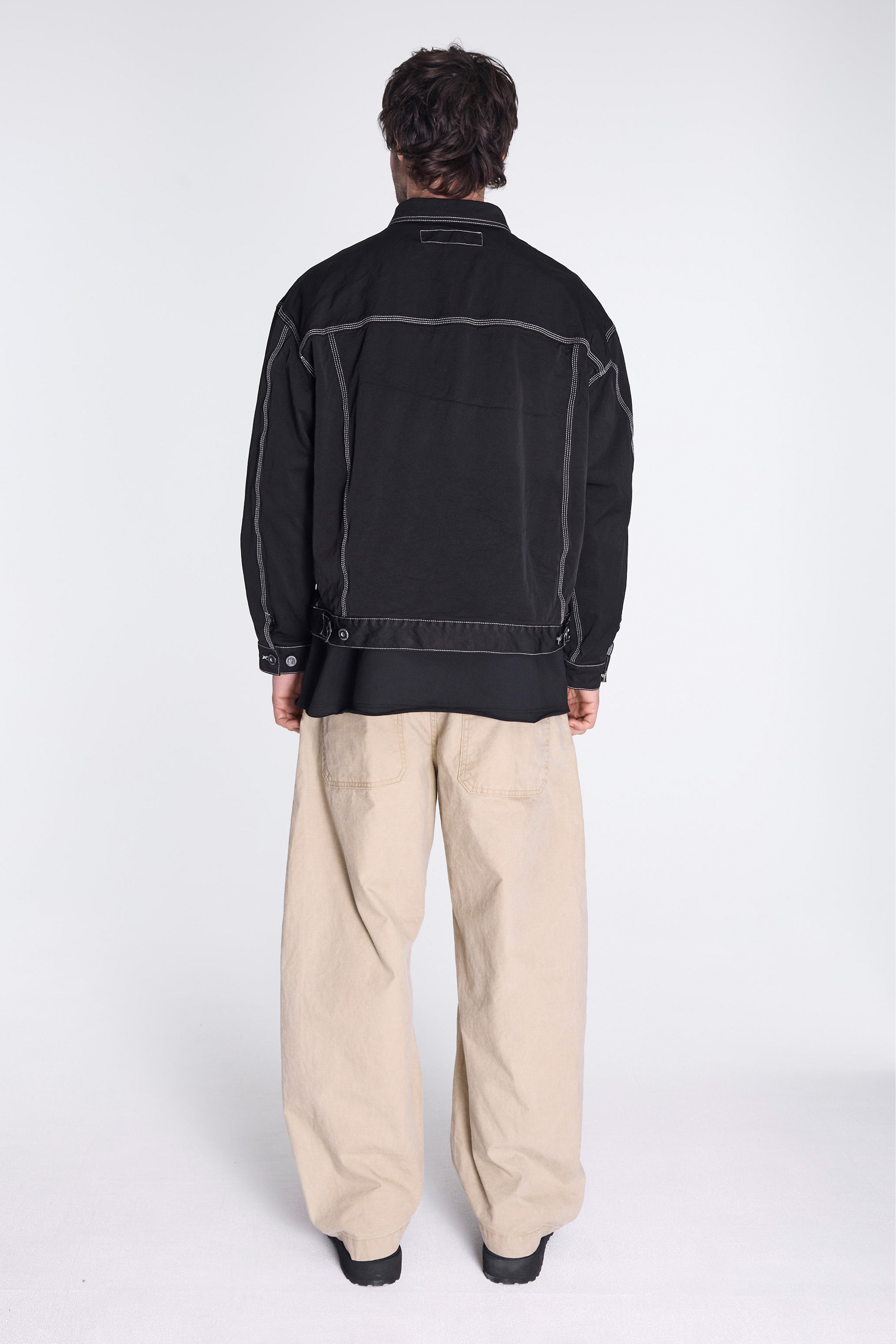 Top Stitch Trucker Jacket Black