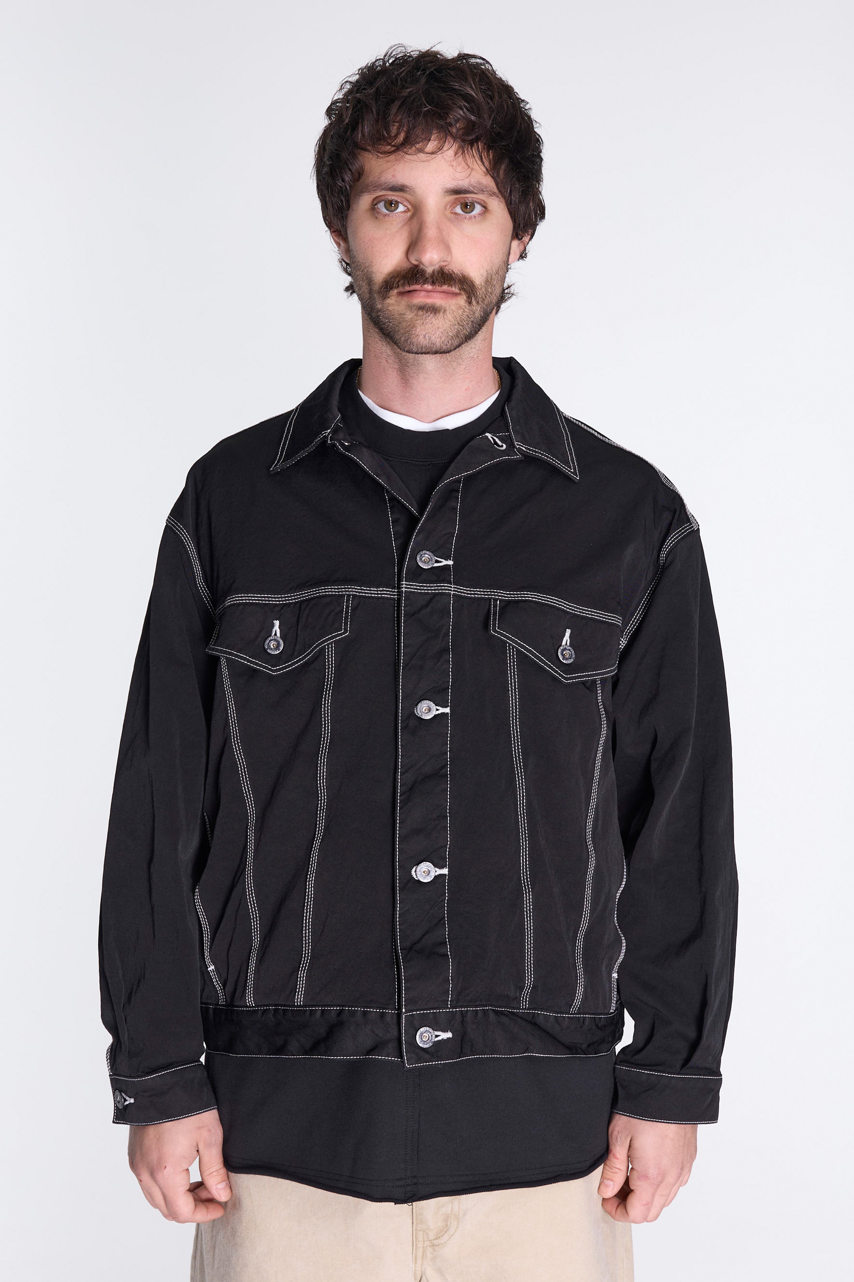 Top Stitch Trucker Jacket Black