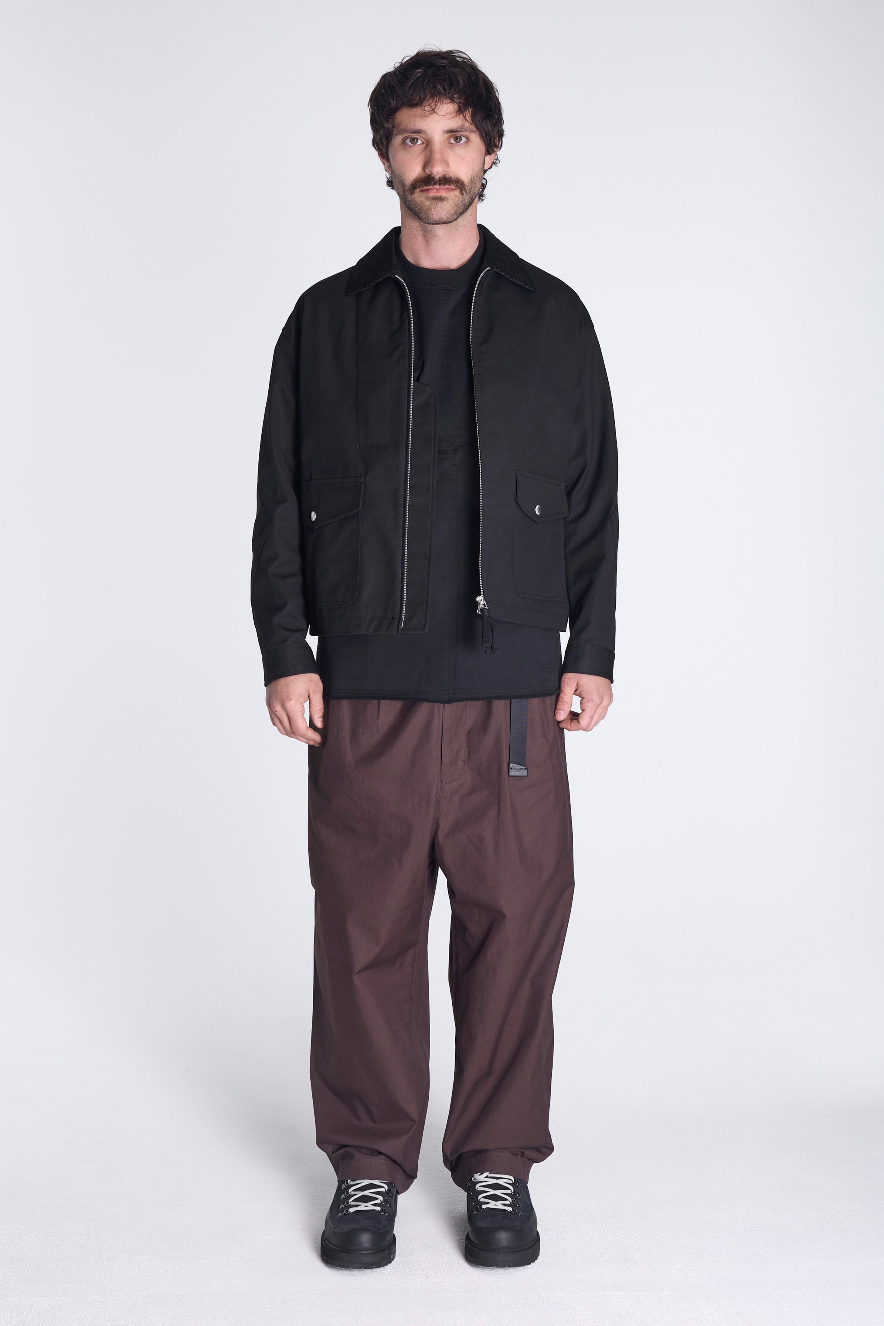 Cotton Twill Belted Pant Dark Brown