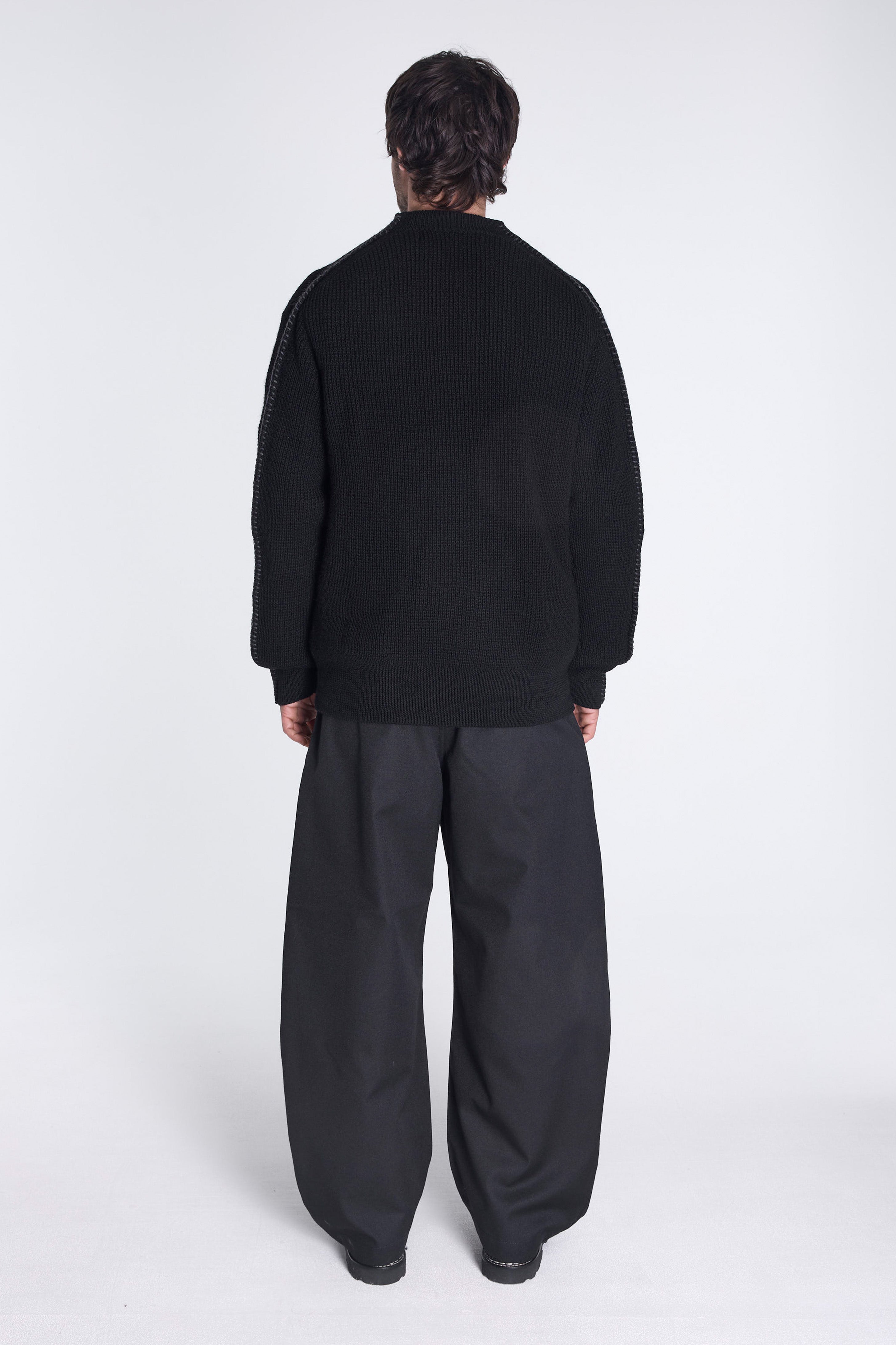 Wool Blanquette Embroidery Sweater Black