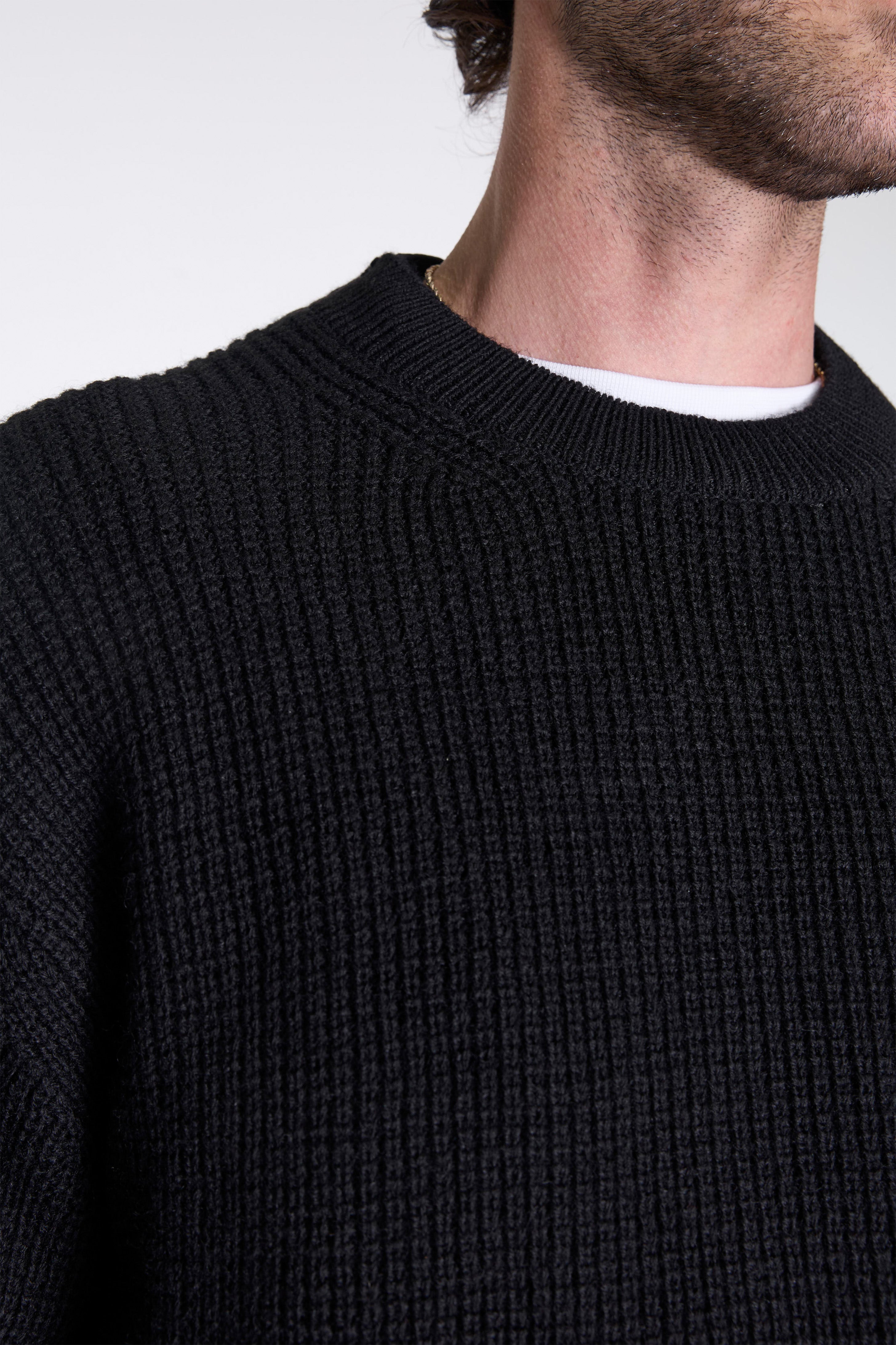 Wool Blanquette Embroidery Sweater Black