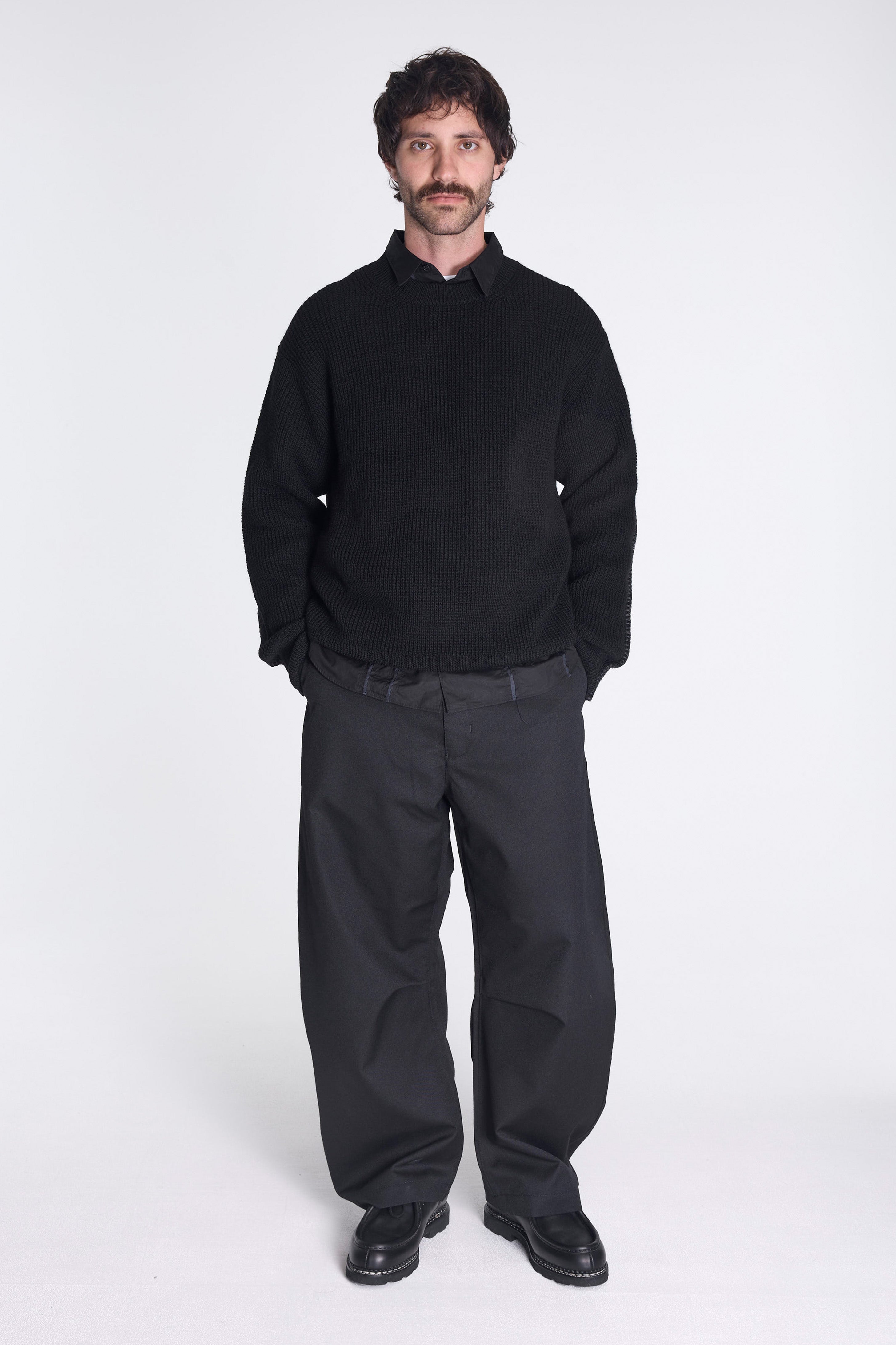 Wool Blanquette Embroidery Sweater Black