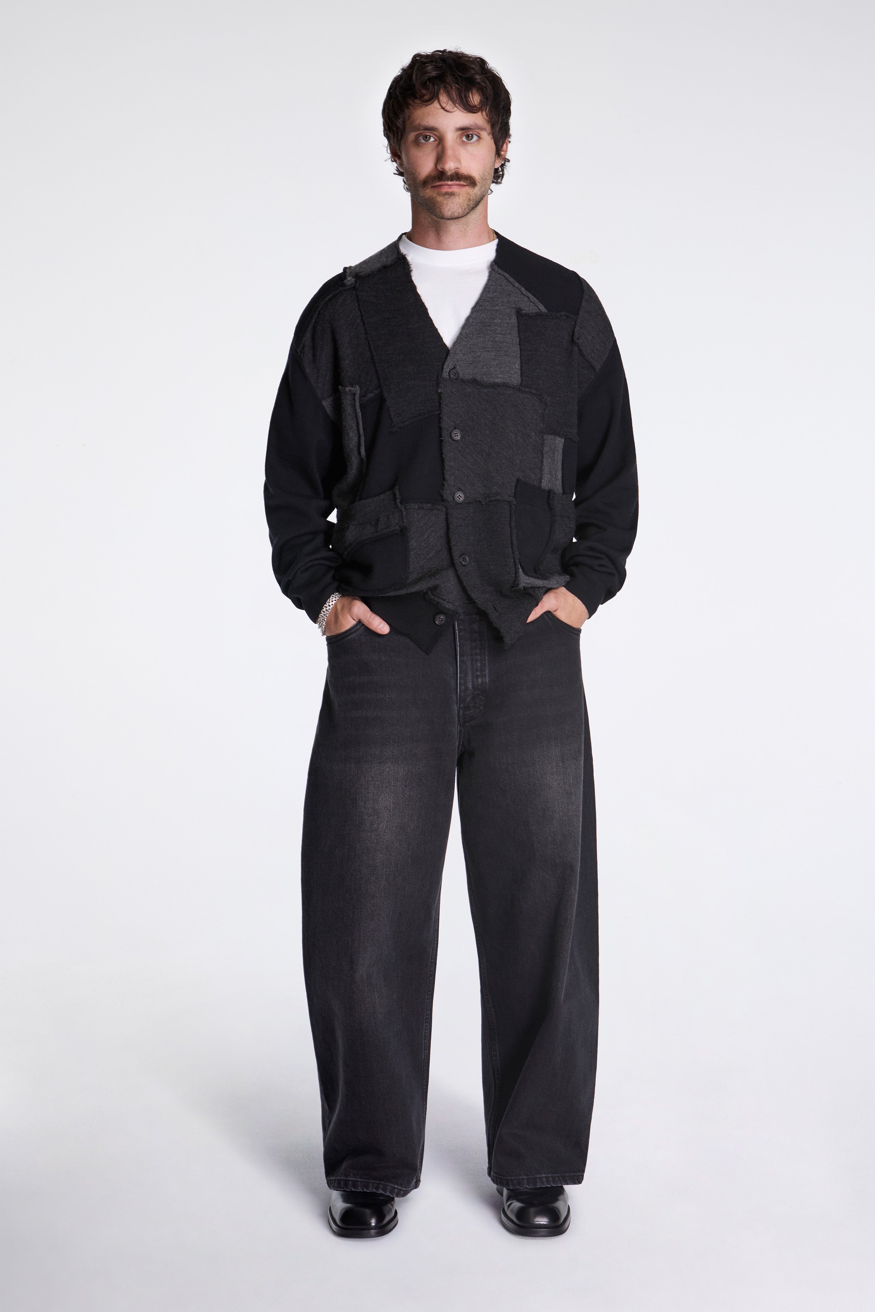 Patchwork Cardigan Black