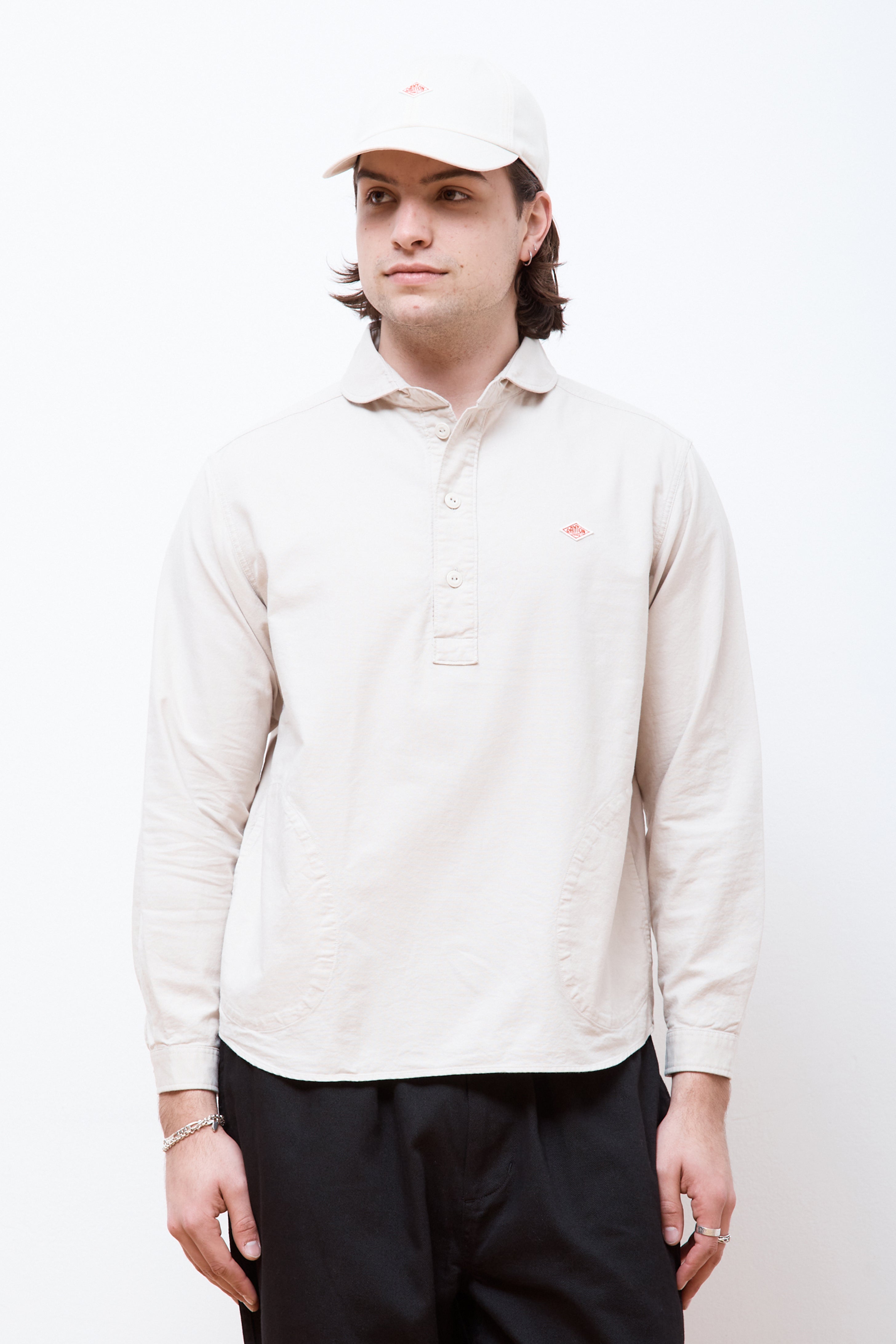 Men's Round Collar P.O Shirt L/S Oyster