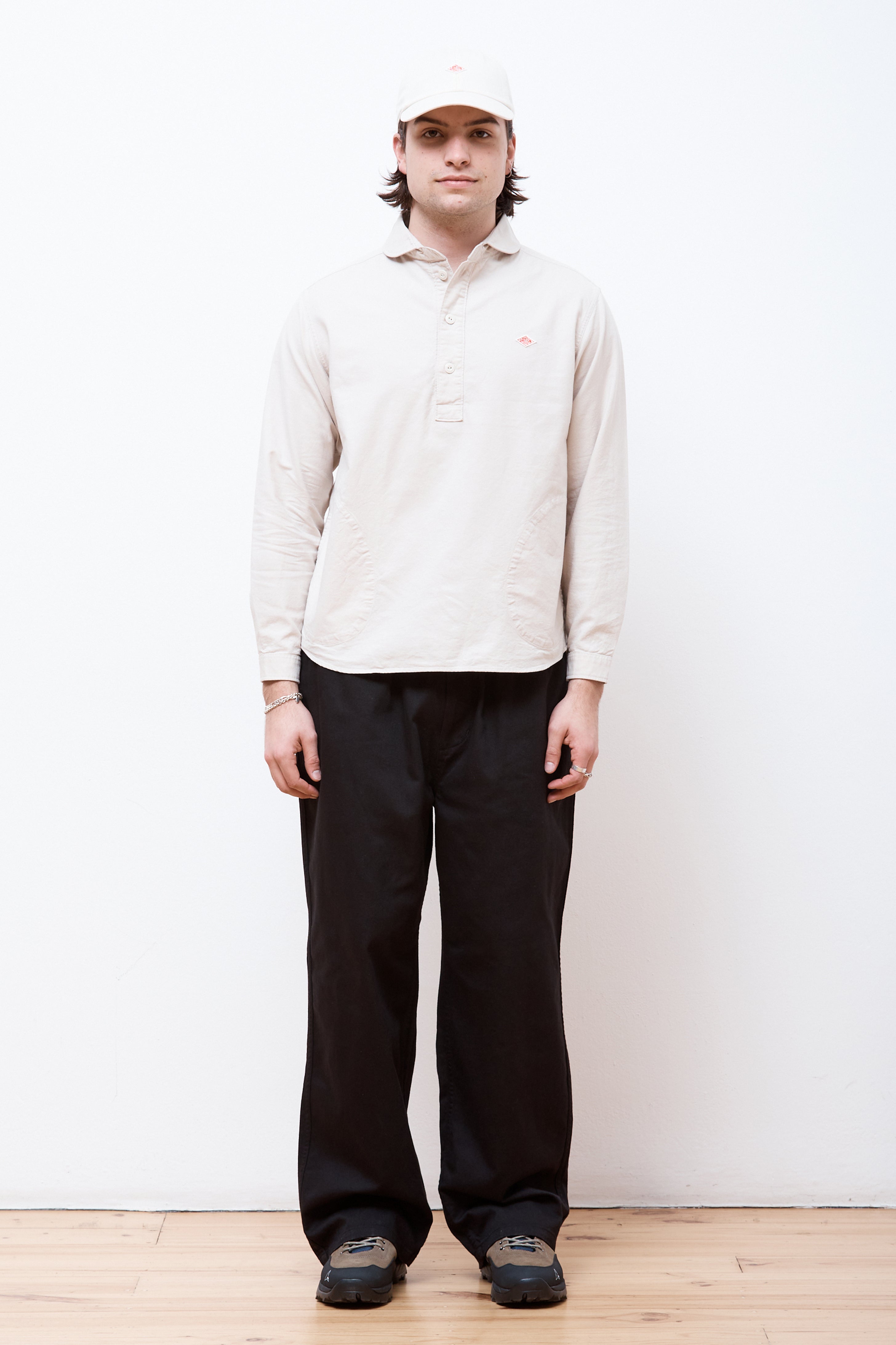 Men's Round Collar P.O Shirt L/S Oyster