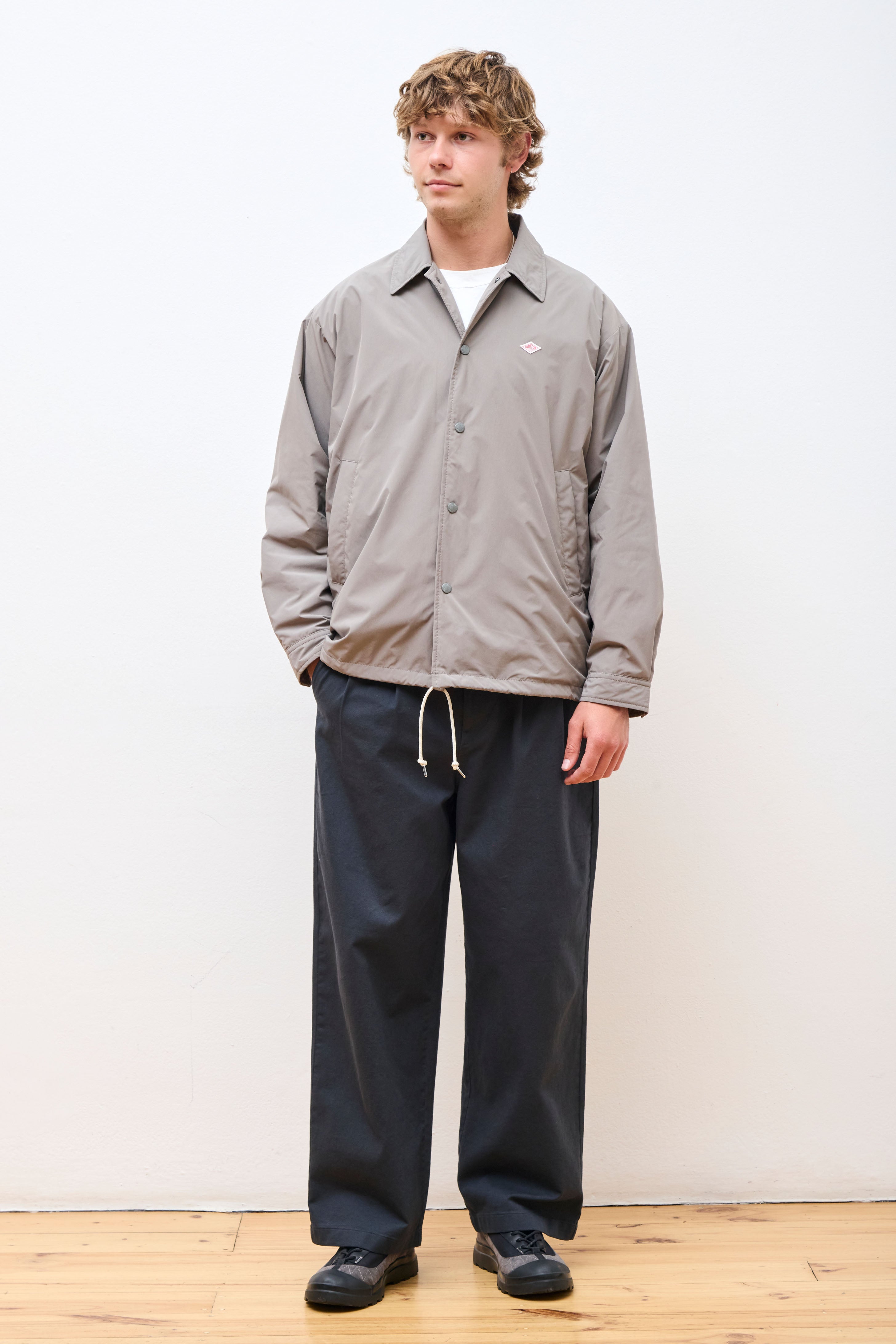 Cotton 2 Tuck Wide Pants M Charcoal