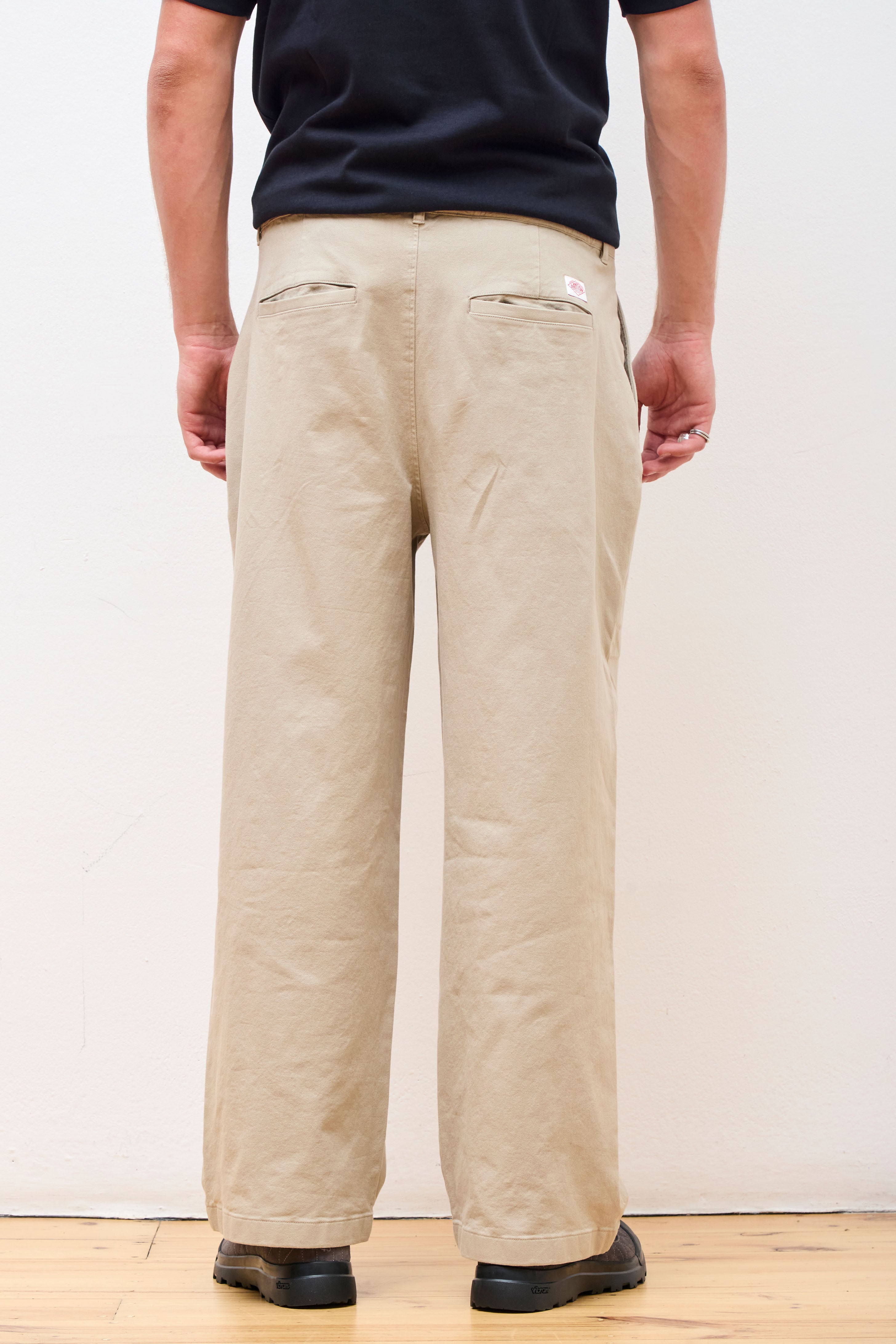 Cotton 2 Tuck Wide Pants M Lt.Beige