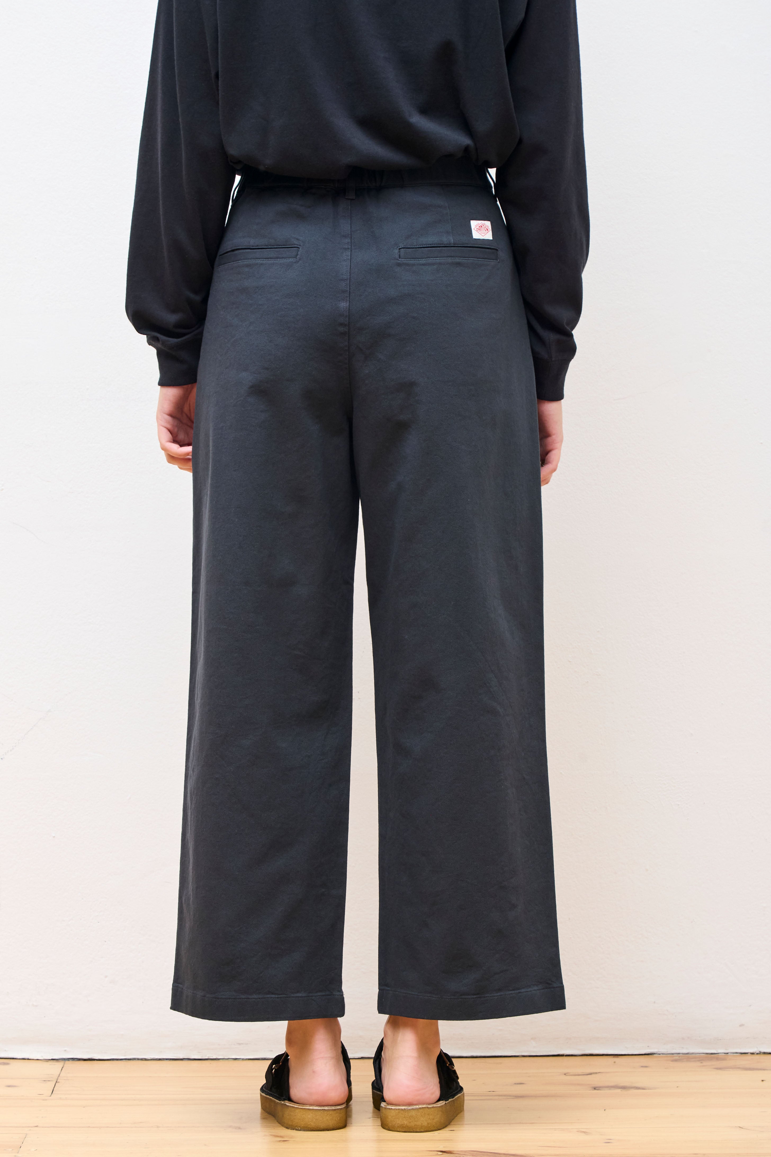 Cotton 2 Tuck Wide Pants W Charcoal