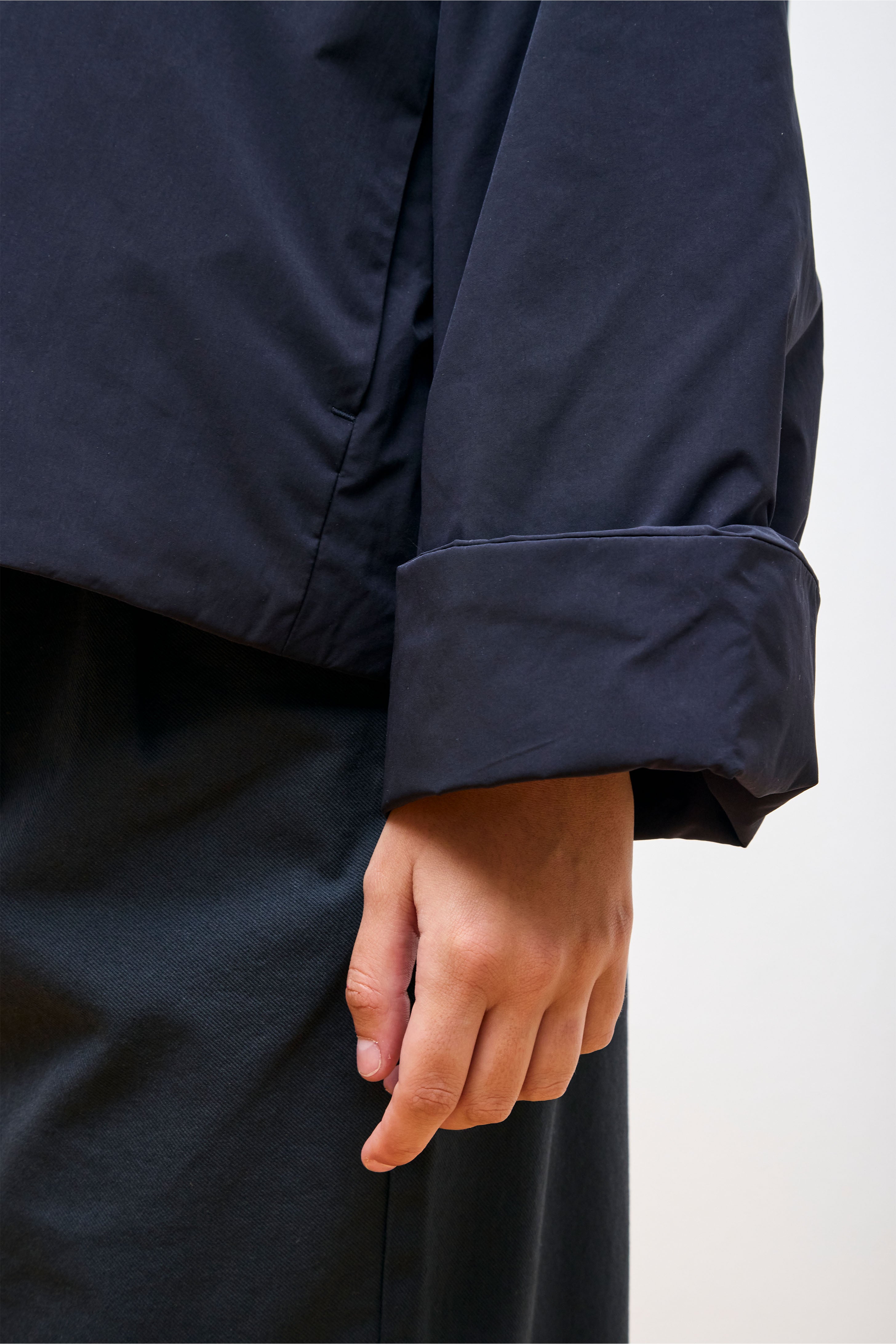 Nylon Taffeta Hooded Jacket Navy