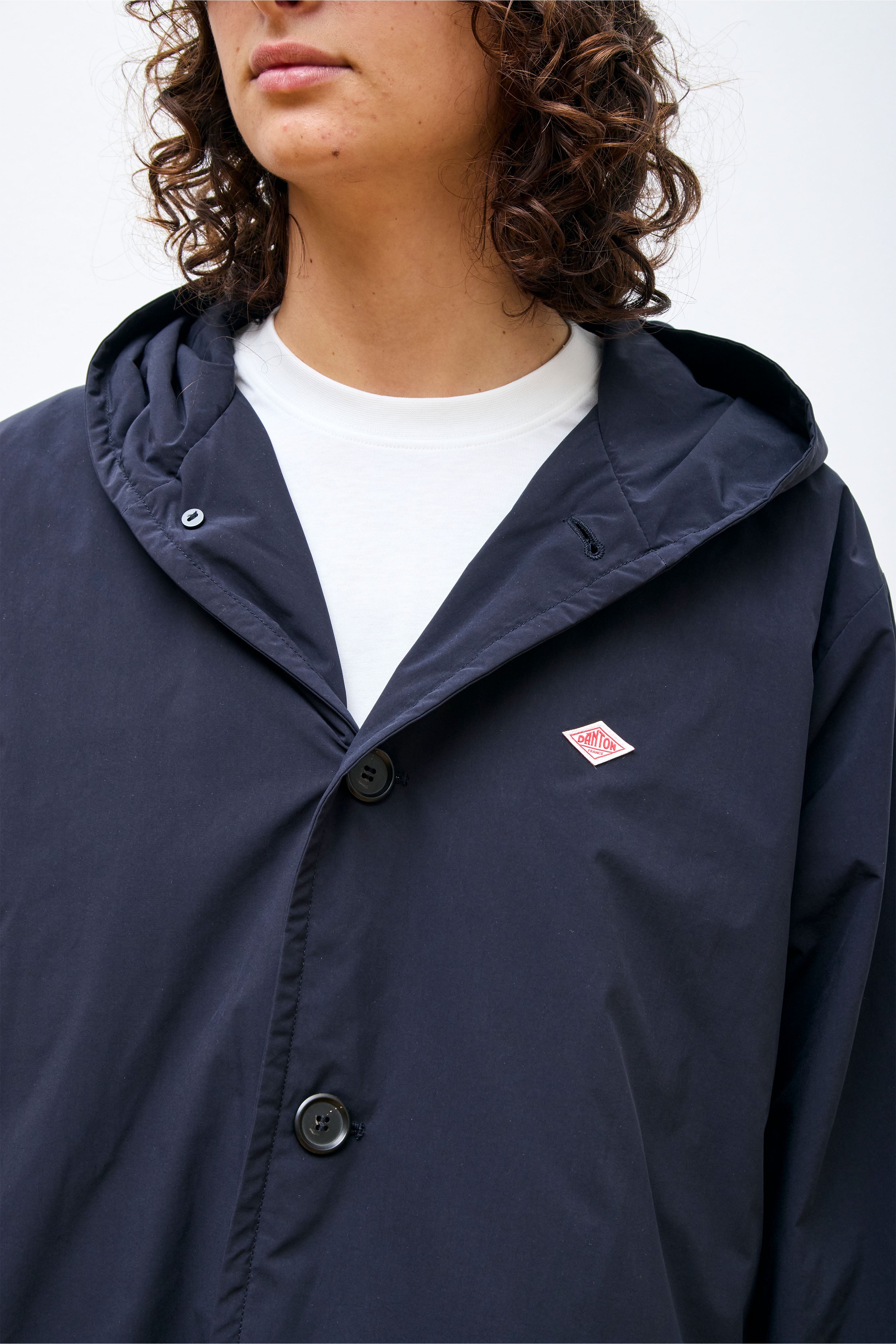 Nylon Taffeta Hooded Jacket Navy