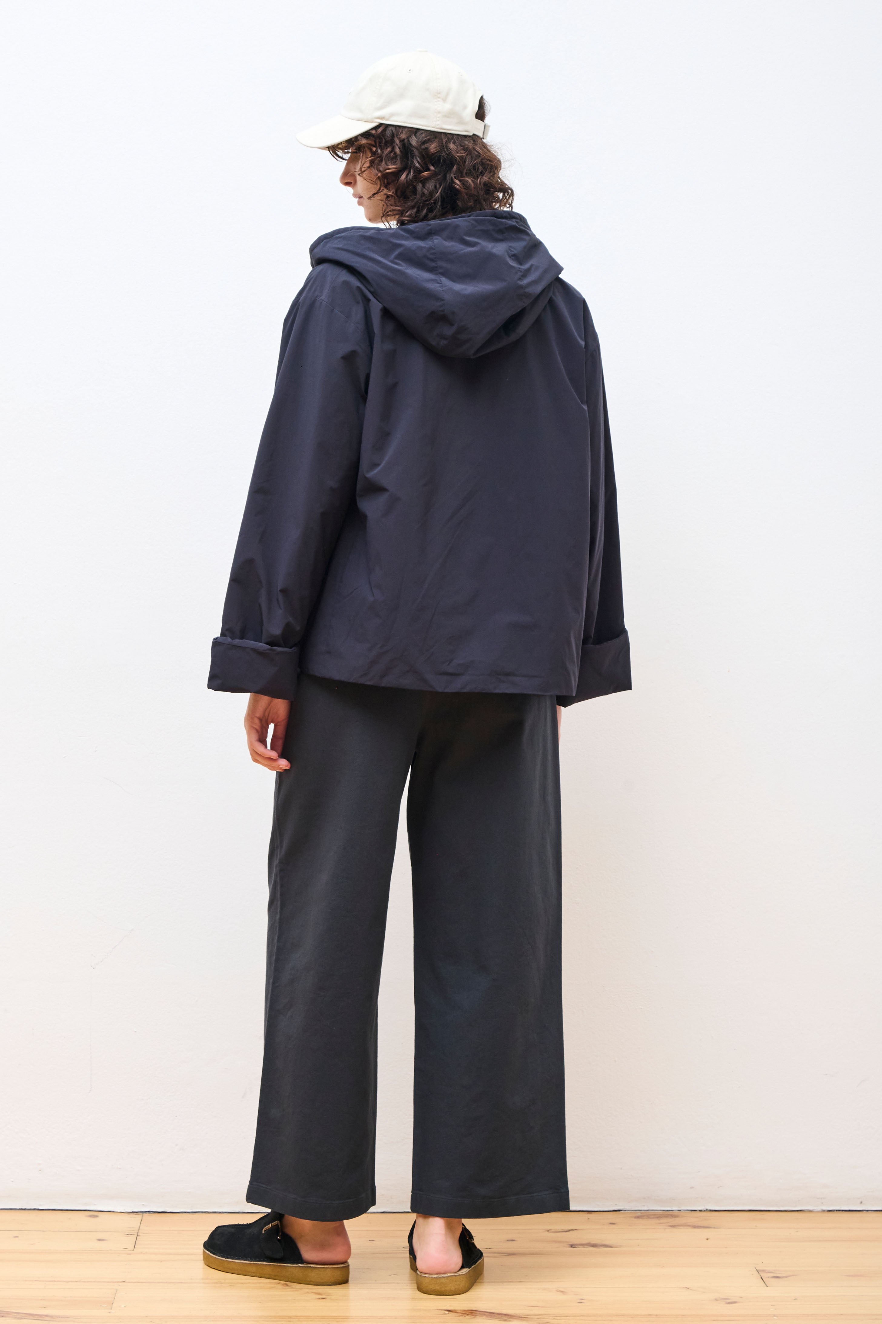 Nylon Taffeta Hooded Jacket Navy