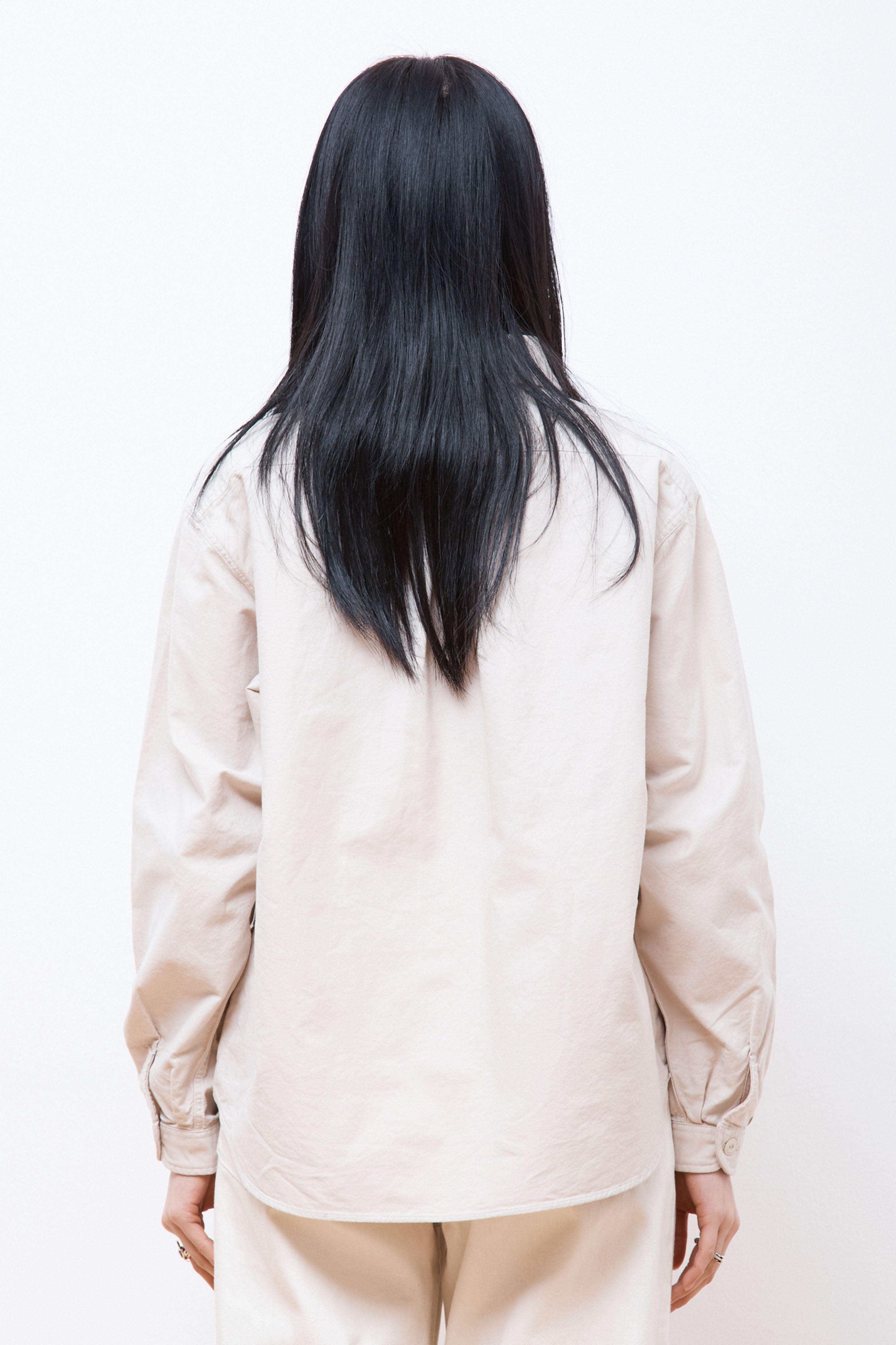 Women's Round Collar P.O Shirt L/S Oyster