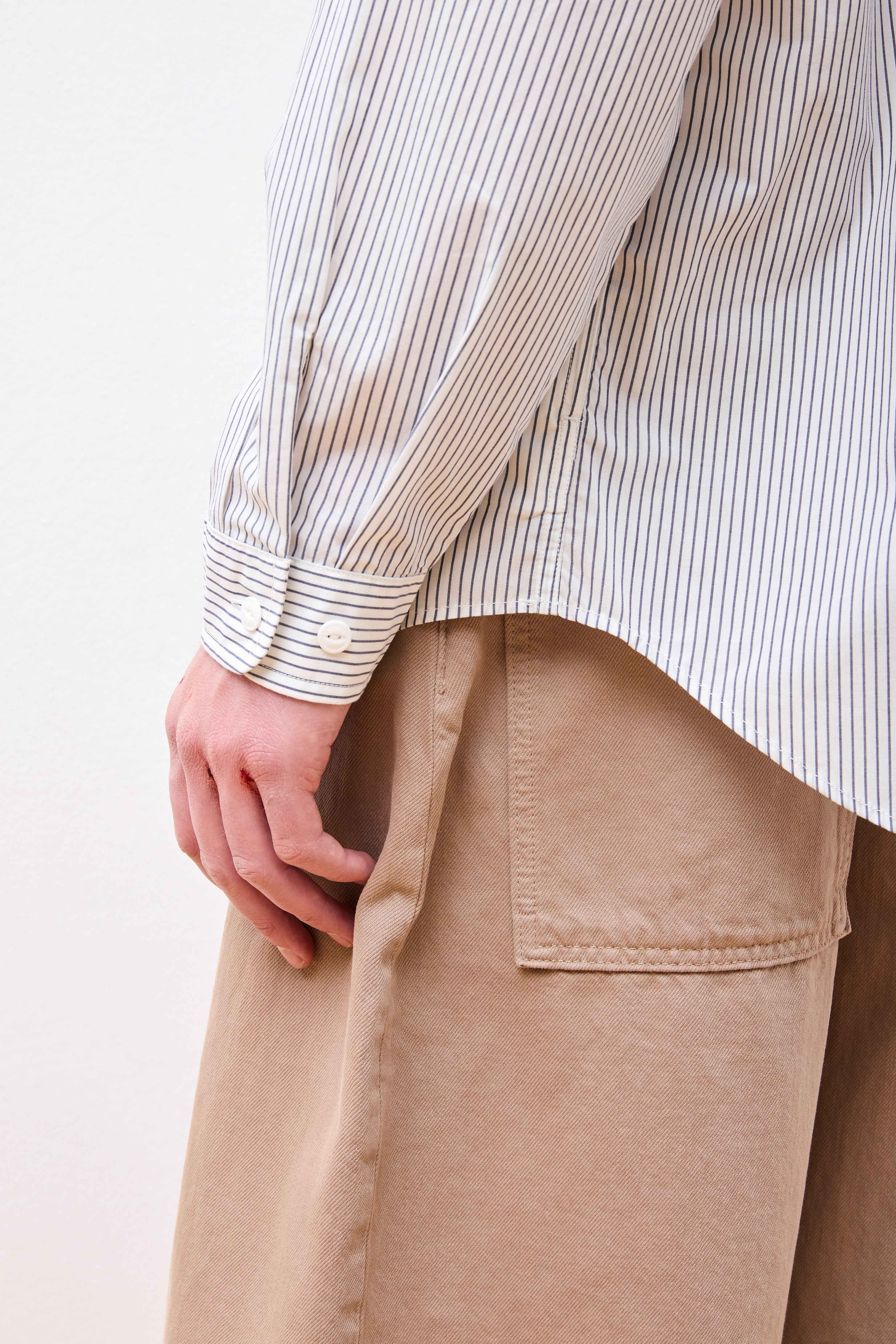 Striped Work Shirt White/Navy Blue