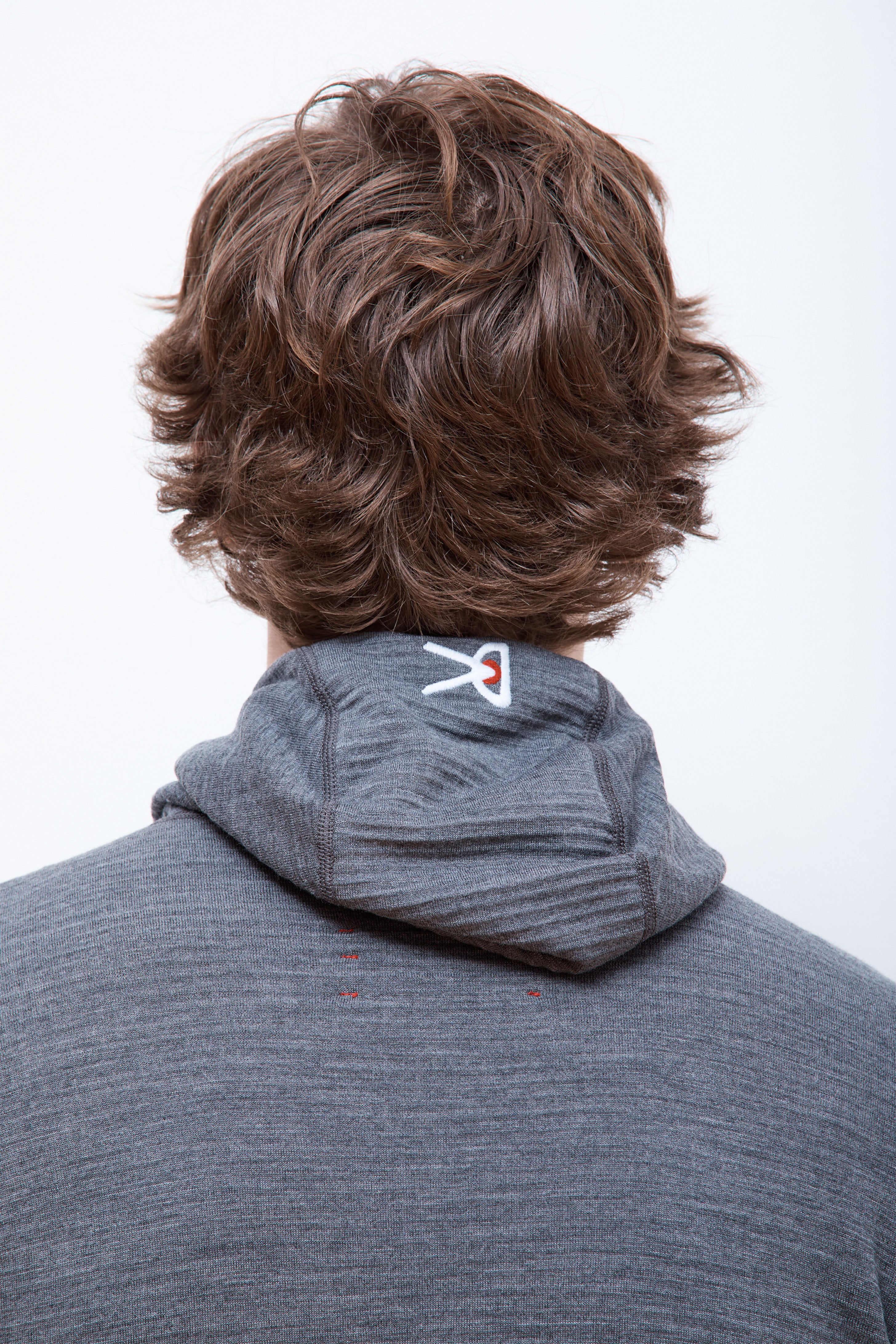 Hooded Merino Grid Fleece Carbon