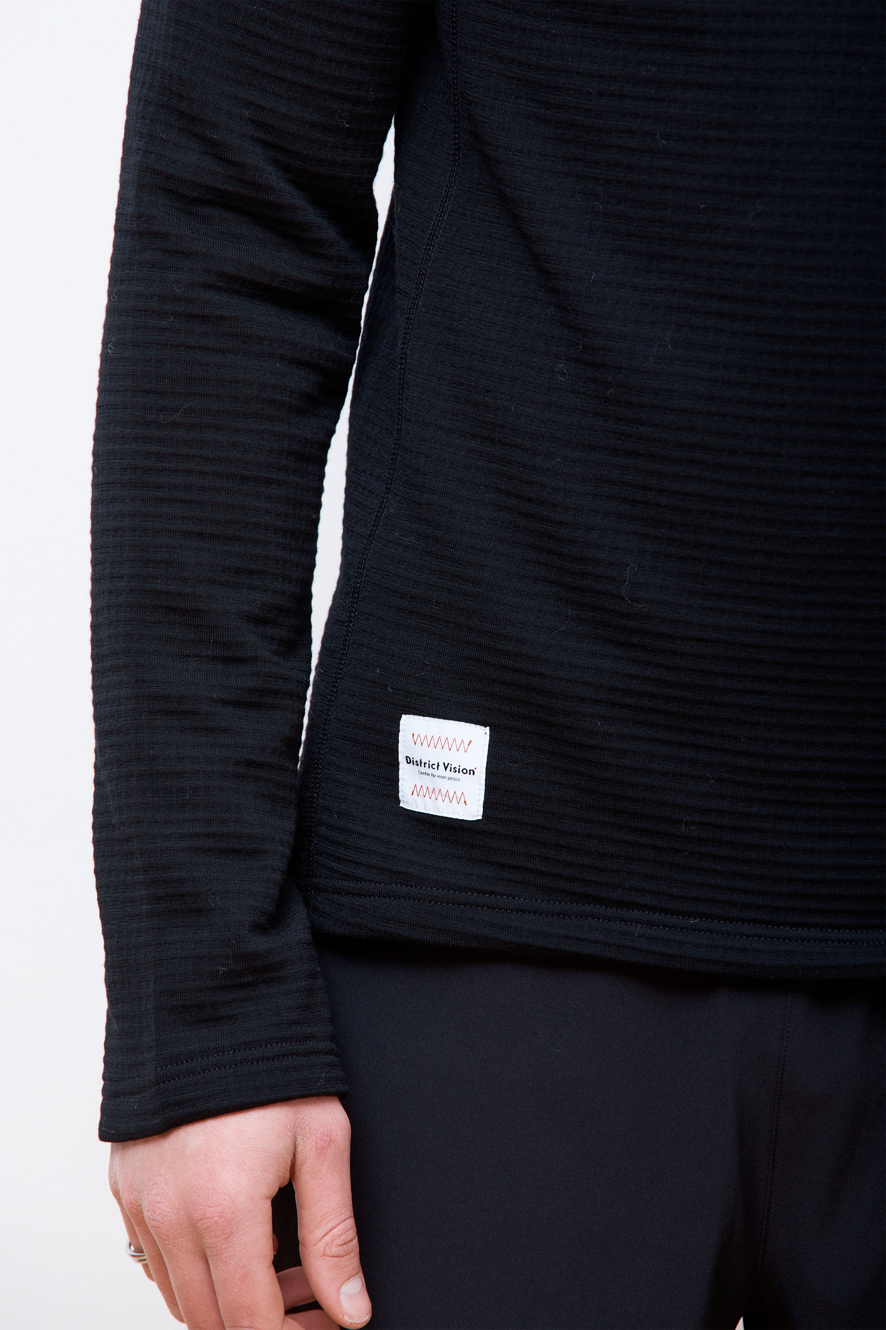 Half-Zip Merino Grid Fleece Black