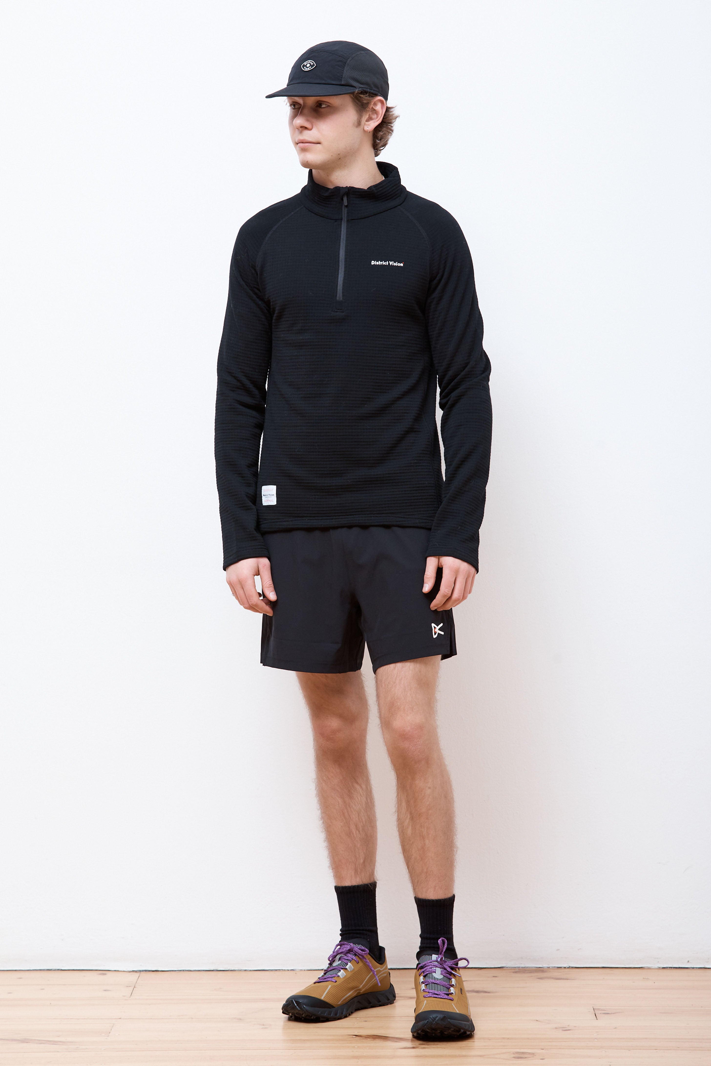 Half-Zip Merino Grid Fleece Black