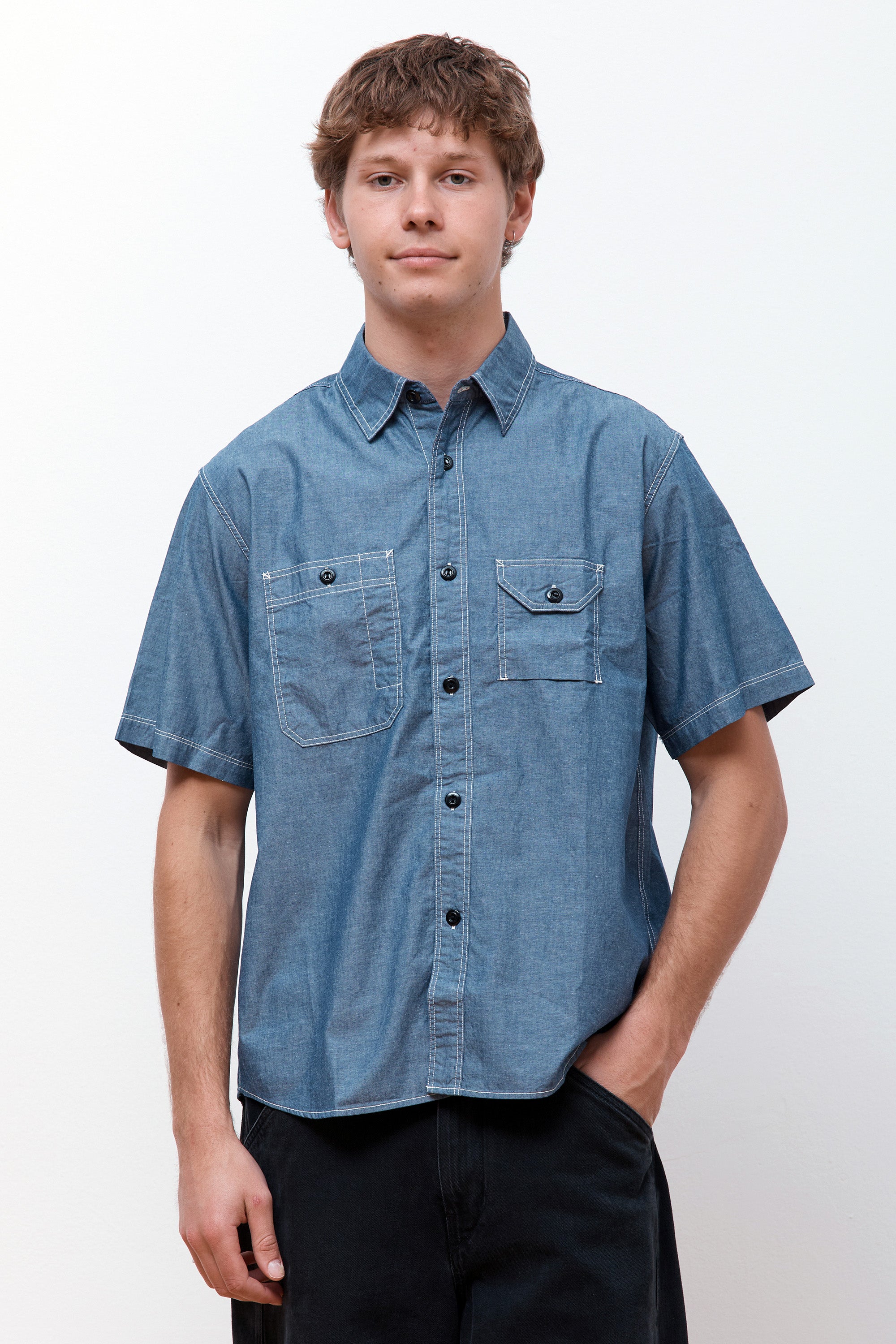 Chambray Work Half Shirt