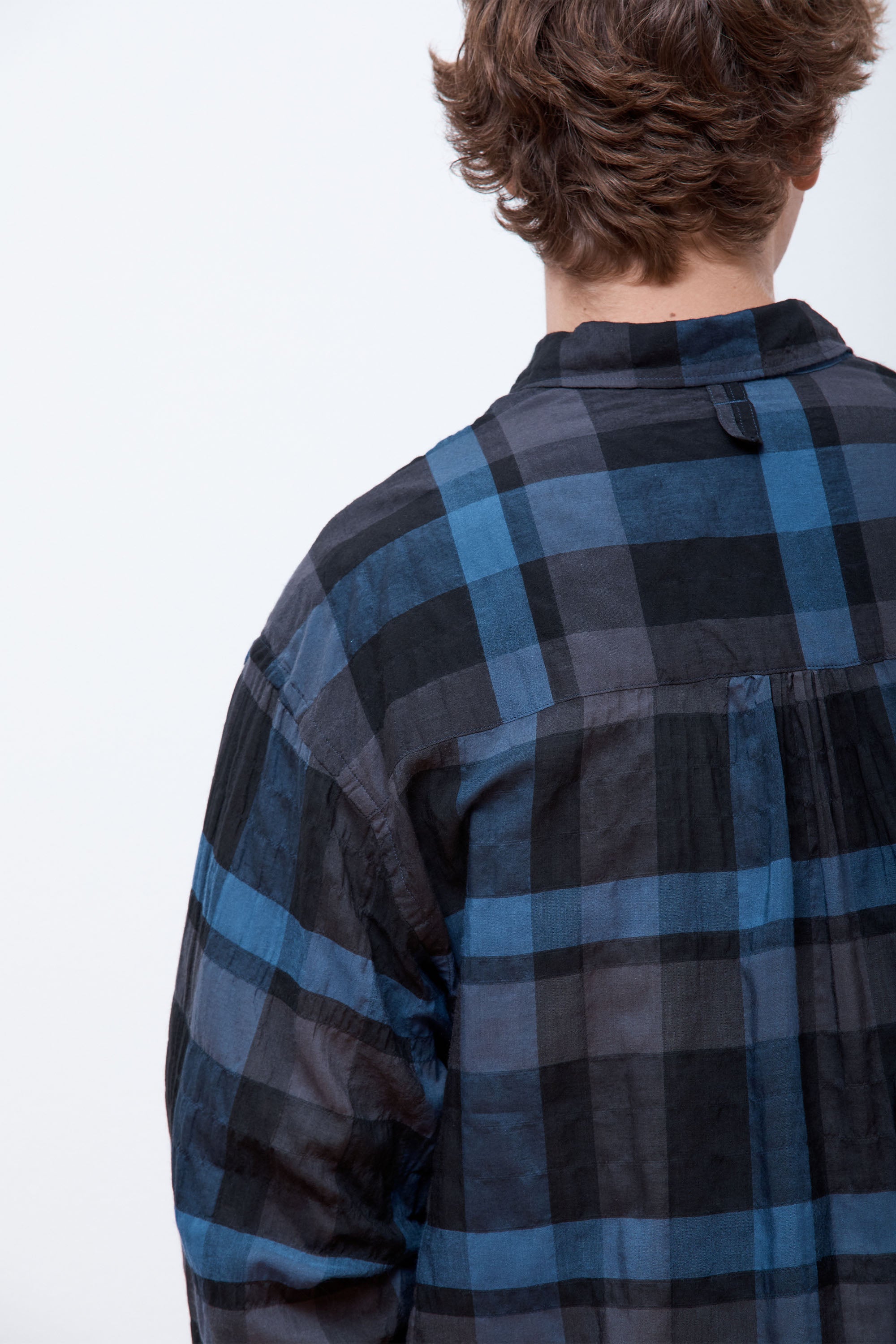 Comfy Wide Shirt Navy Check