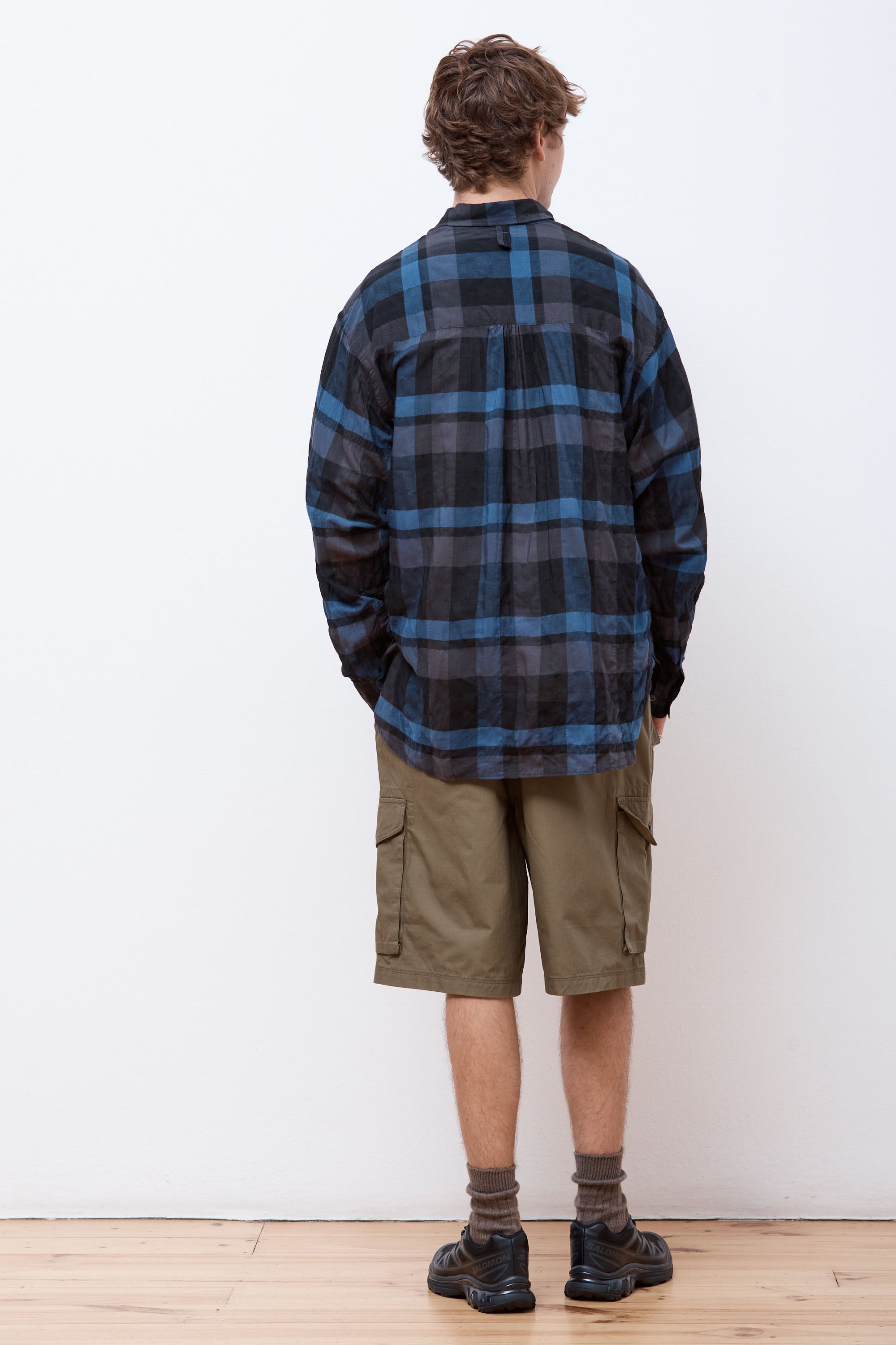 Comfy Wide Shirt Navy Check