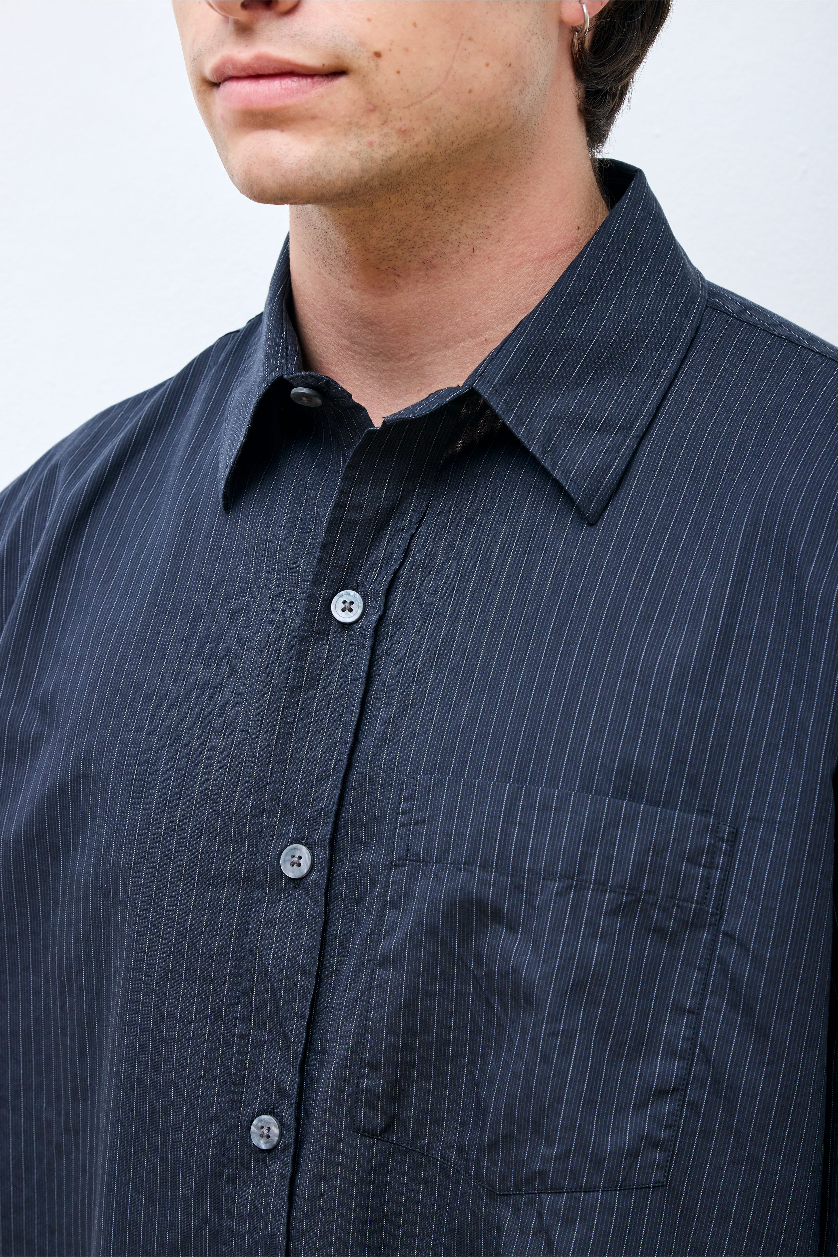 Executive Shirt Black Pinstripe